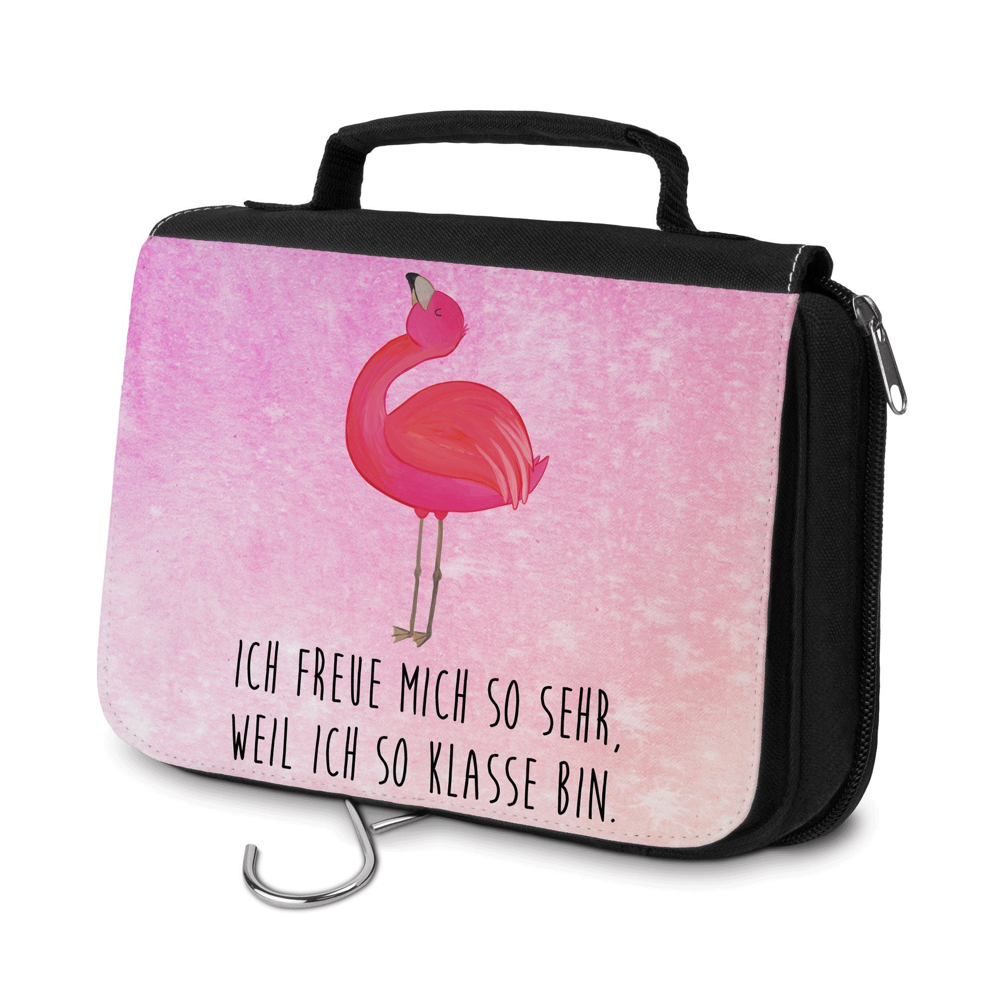 Mr. & Mrs. Panda Kulturbeutel Flamingo stolz - Aquarell Pink - Geschenk, beste Freundin, Tochter, S (1-tlg)