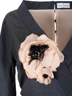 RUA & RUA Midikleid Asymmetrisches Kleid aus Wolle und Seide mit Blumenapplikation (1-tlg)