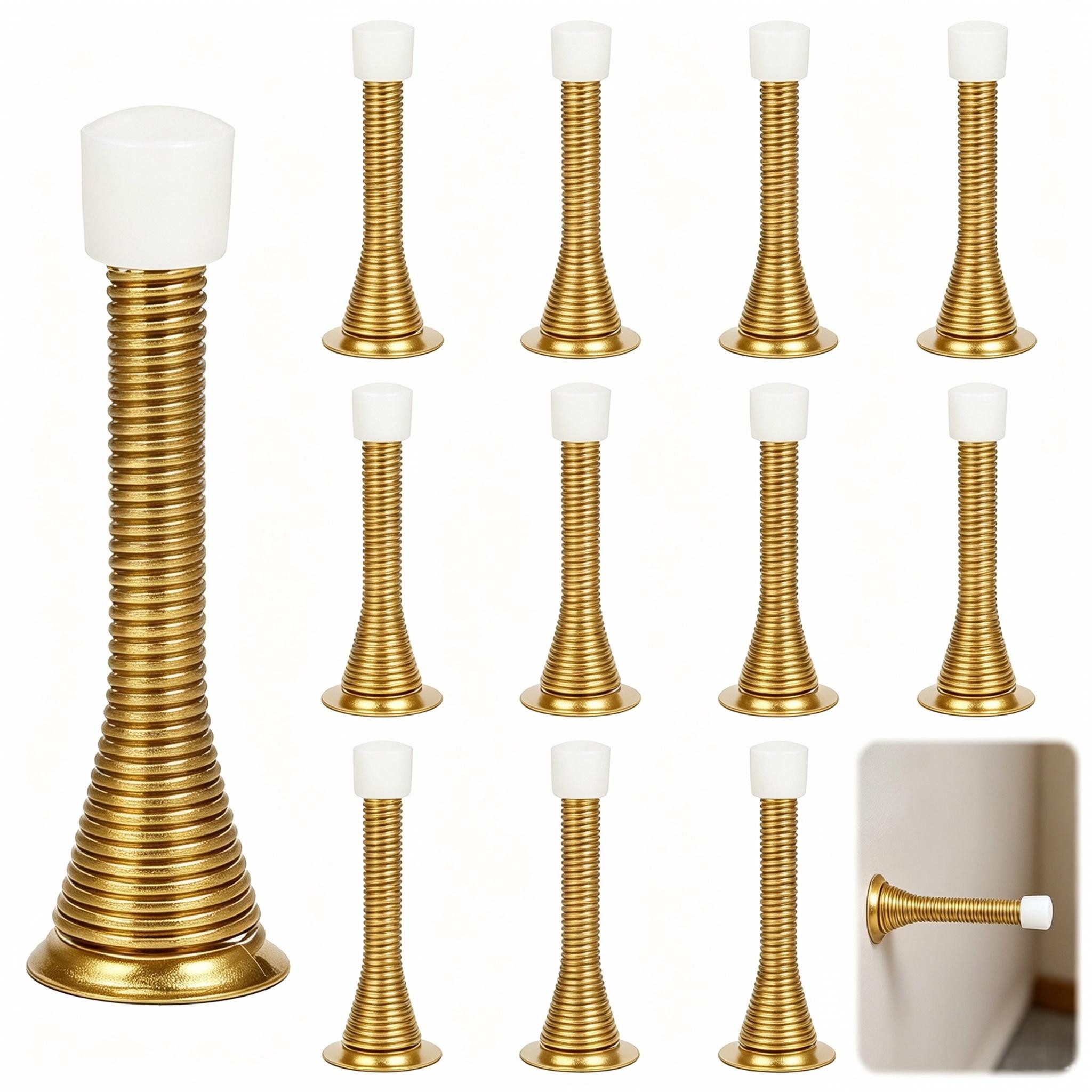 BlingBin Türstopper 12 Stück 82 mm Federtürstopper aus Metall mit Sockel (12 Stück, 12 St., 8,17L x 2,51B x 2,51D cm), mit Sockel, Schrauben und Türpuffer für Bodenschutz