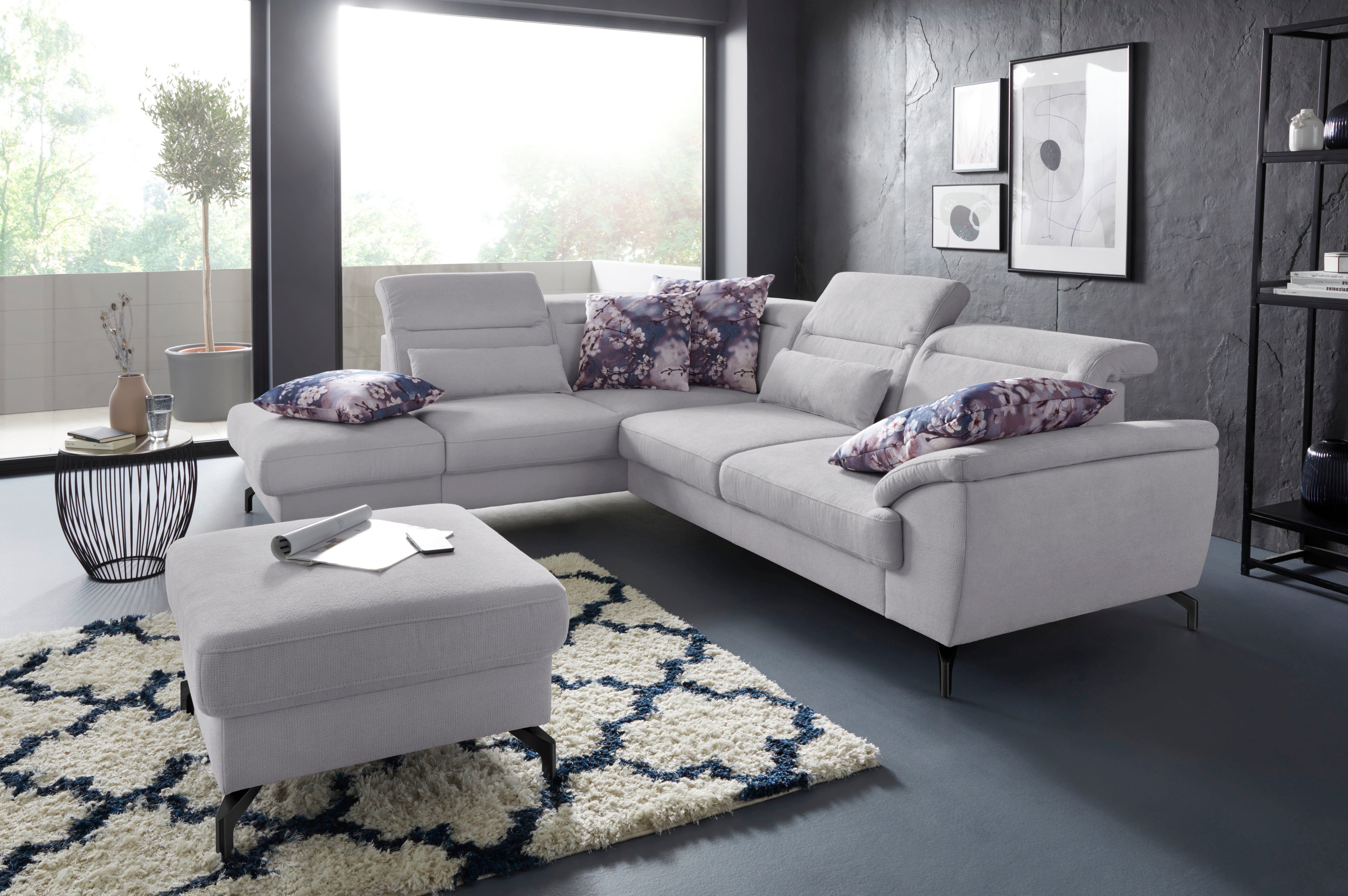 sit&more Ecksofa Percy L-Form, 12 cm Fußhöhe, Sitztiefenverstellung, wahlweise in 2 Fußfarben