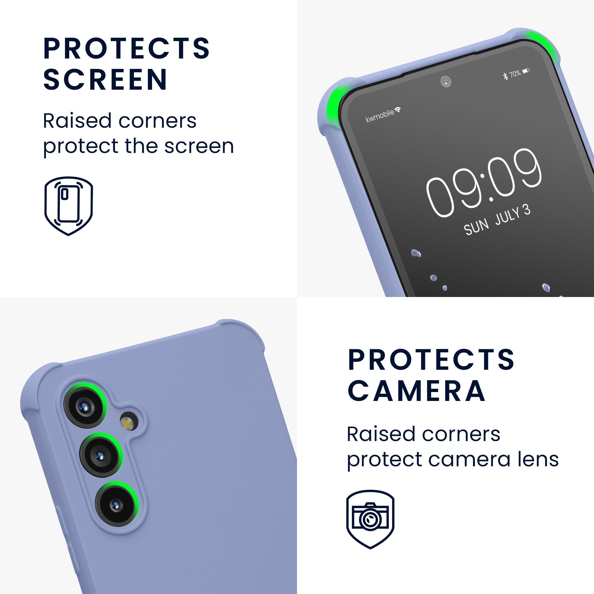 kwmobile Handyhülle Hülle für Samsung Galaxy A54 5G, mit Metall Kette zum Umhängen - Silikon Handy Cover Case Schutzhülle