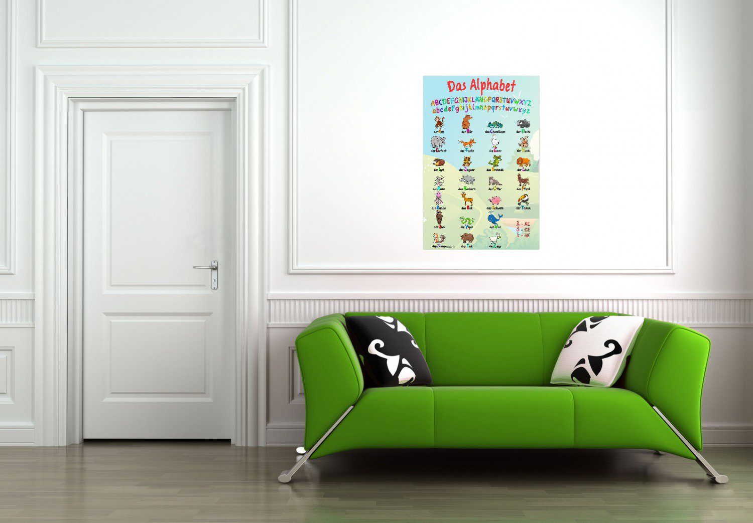 Wallario Poster, Alphabet mit lustigen Tieren für Kinder - Das ABC, in verschiedenen Ausführungen