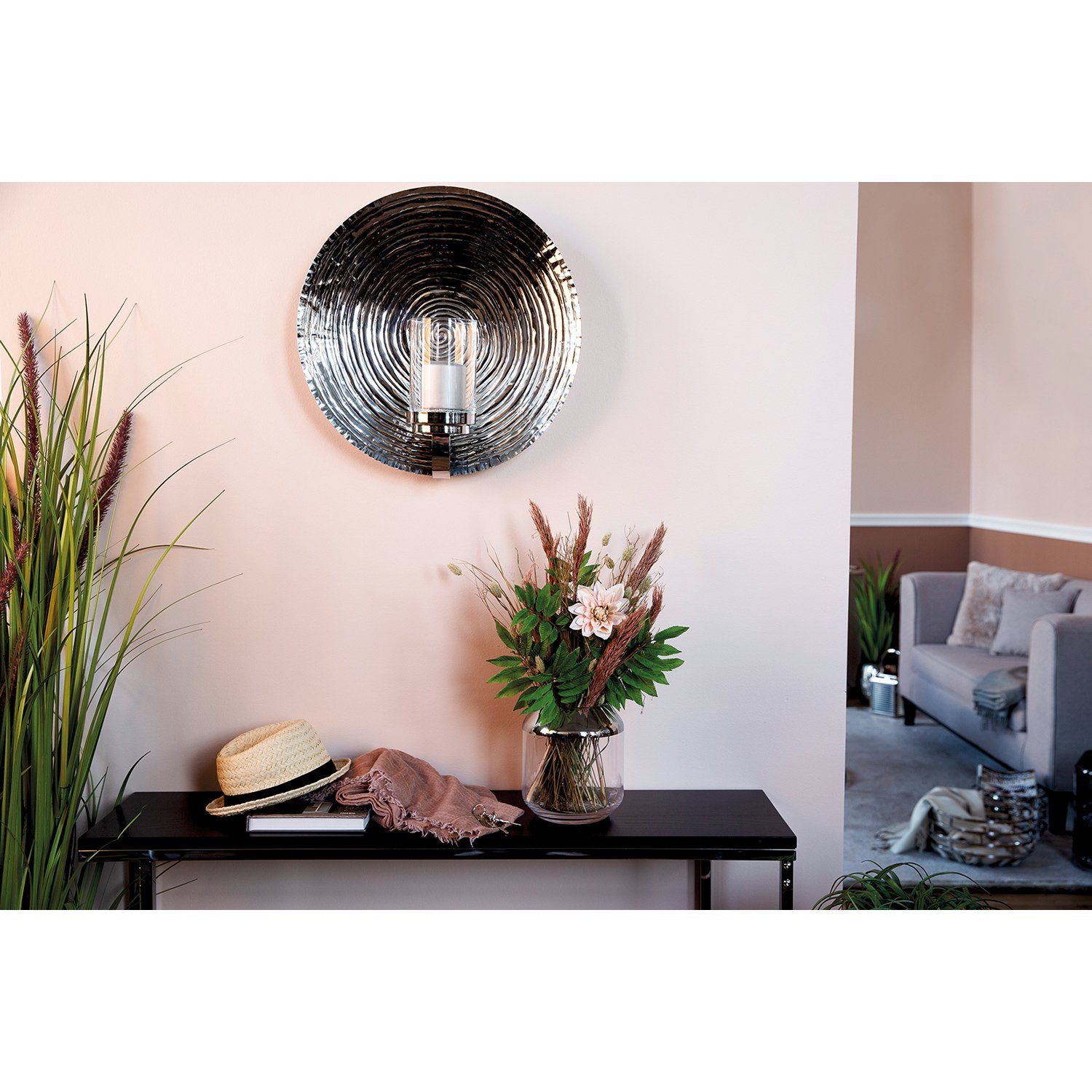 Fink Wandkerzenhalter AZORA Wandleuchter - H.52cm x Ø52cm - silberfarben - günstig online kaufen