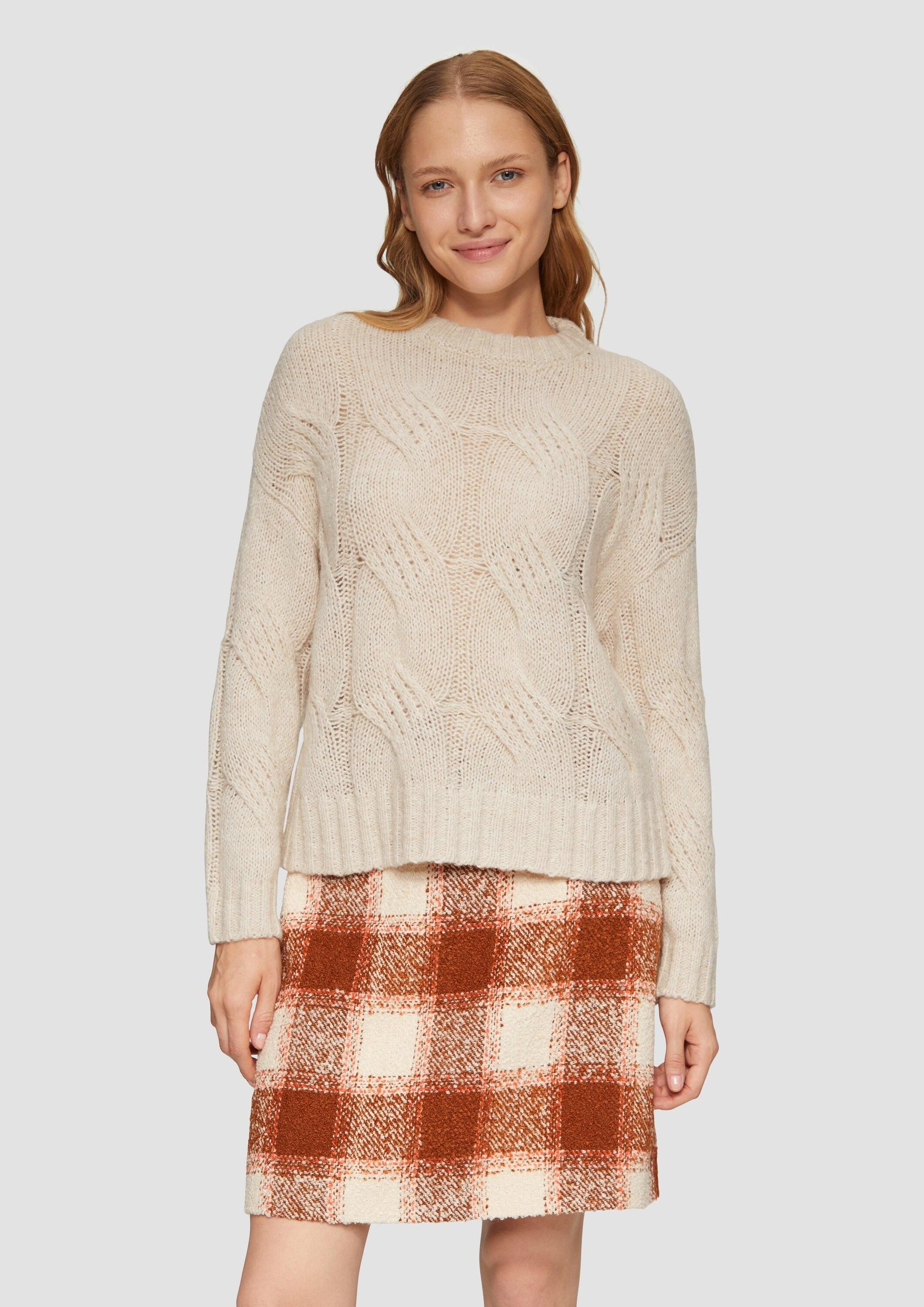 s.Oliver Longpullover Strickpullover Zopfstrickpullover im Relaxed Fit günstig online kaufen