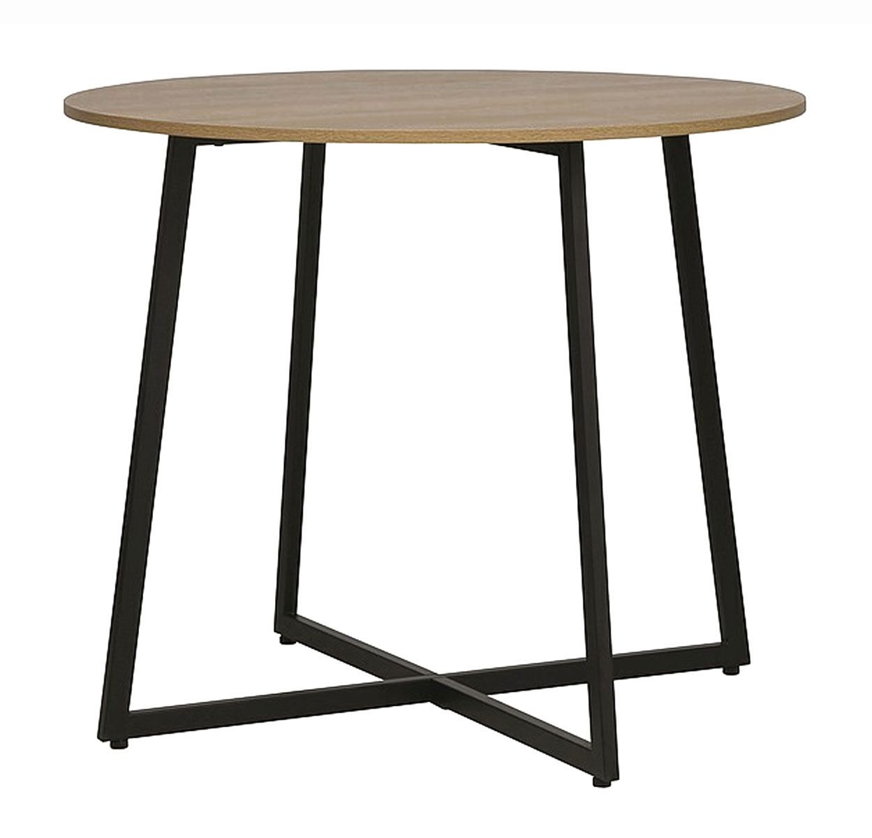 Feldmann-Wohnen Esstisch Luna (runde Tischplatte 90x90cm, 1-St., moderner Esstisch, schwarze Metallgestell), 90x90x76cm Eiche Natur / Gestell: schwarz
