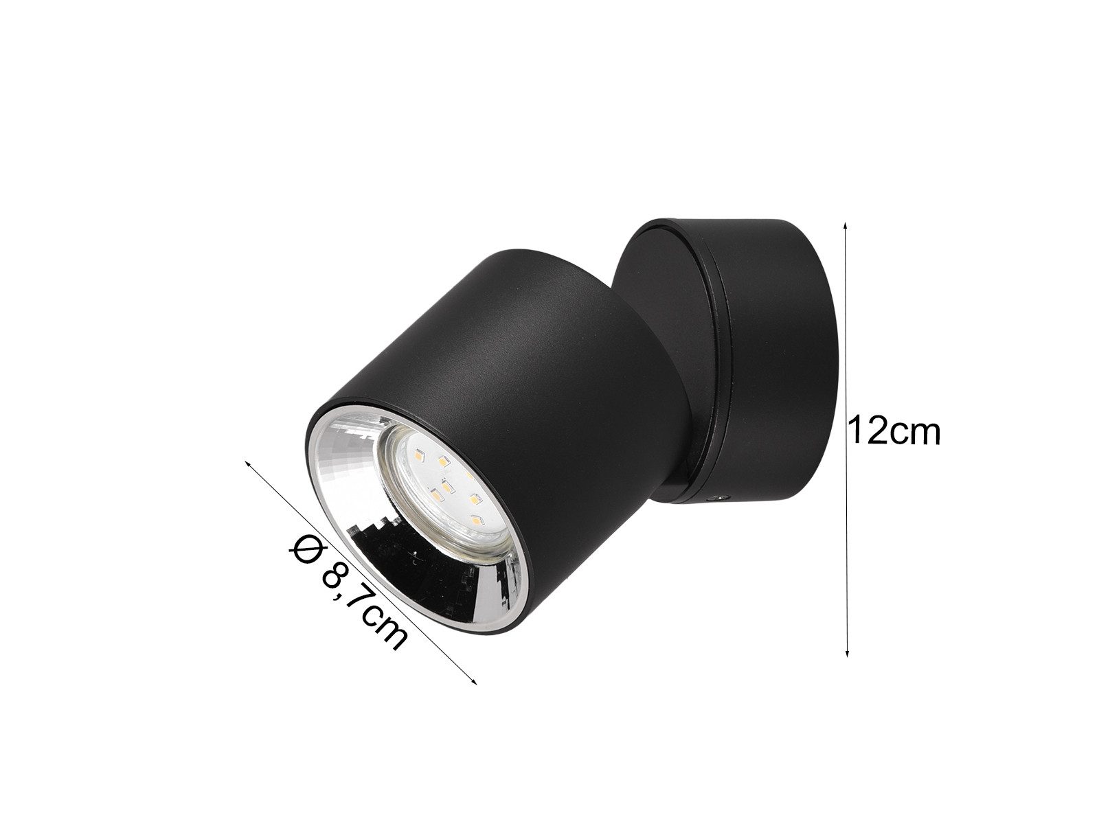 TRIO Leuchten LED Deckenstrahler, Dimmfunktion, LED wechselbar, Warmweiß, Wandstrahler innen, dimmbar über Schalter, Aufbauspots Schwarz, Ø 9cm