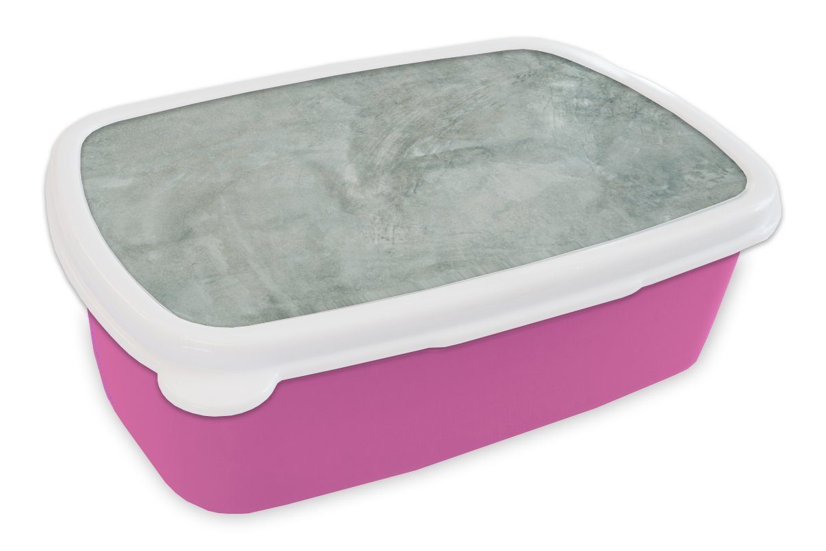 MuchoWow Lunchbox Gelb - Grau - Weiß - Beton, Kunststoff, (2-tlg), Brotbox für Erwachsene, Brotdose Kinder, Snackbox, Mädchen, Kunststoff rosa