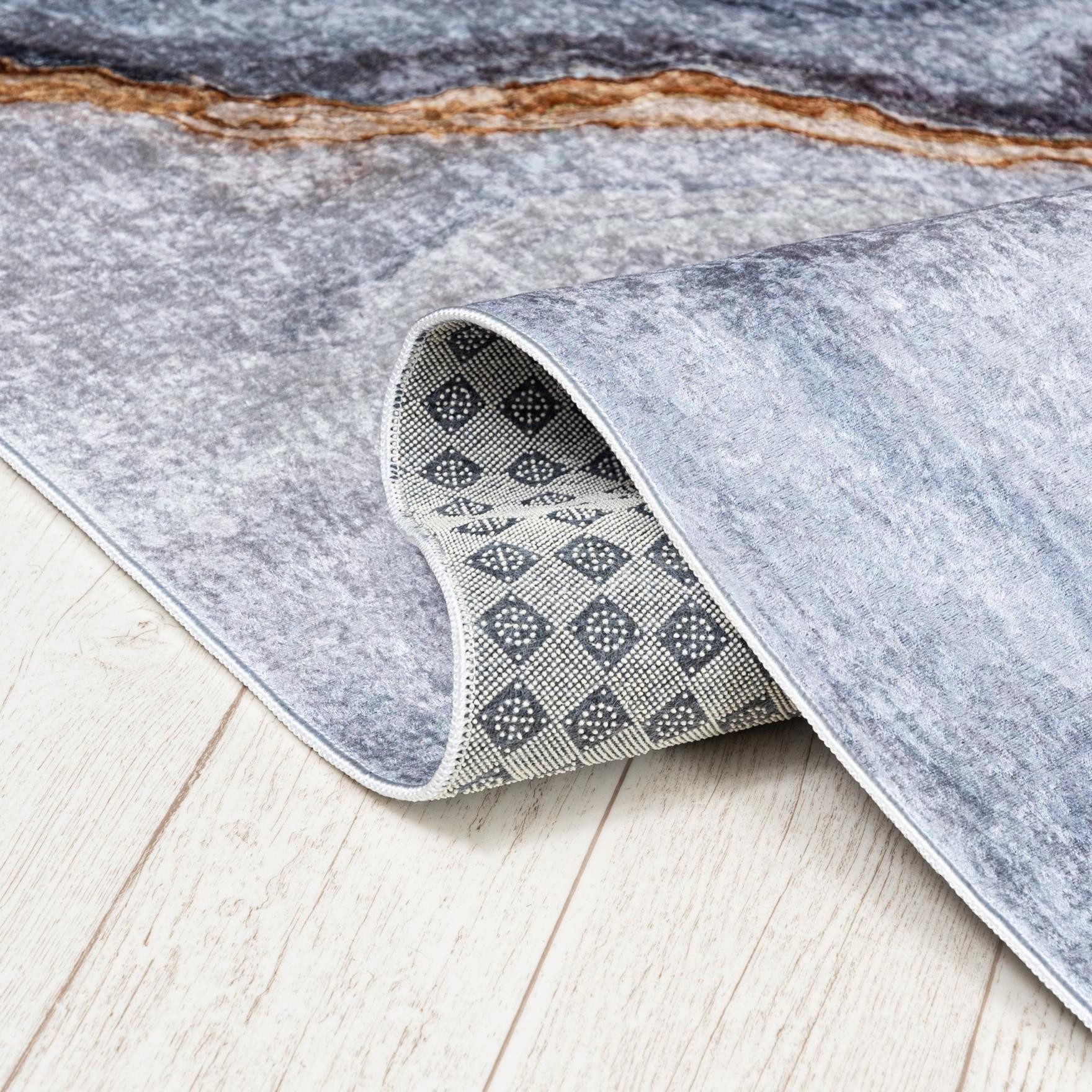 Mazovia Designteppich Modern Teppich für Wohnzimmer, Schlafzimmer, Esszimmer, 80 x 150 cm, Kurflor, Waschbar in Waschmaschine, Höhe 5 mm, Rutschfest – Bild 5 von 5