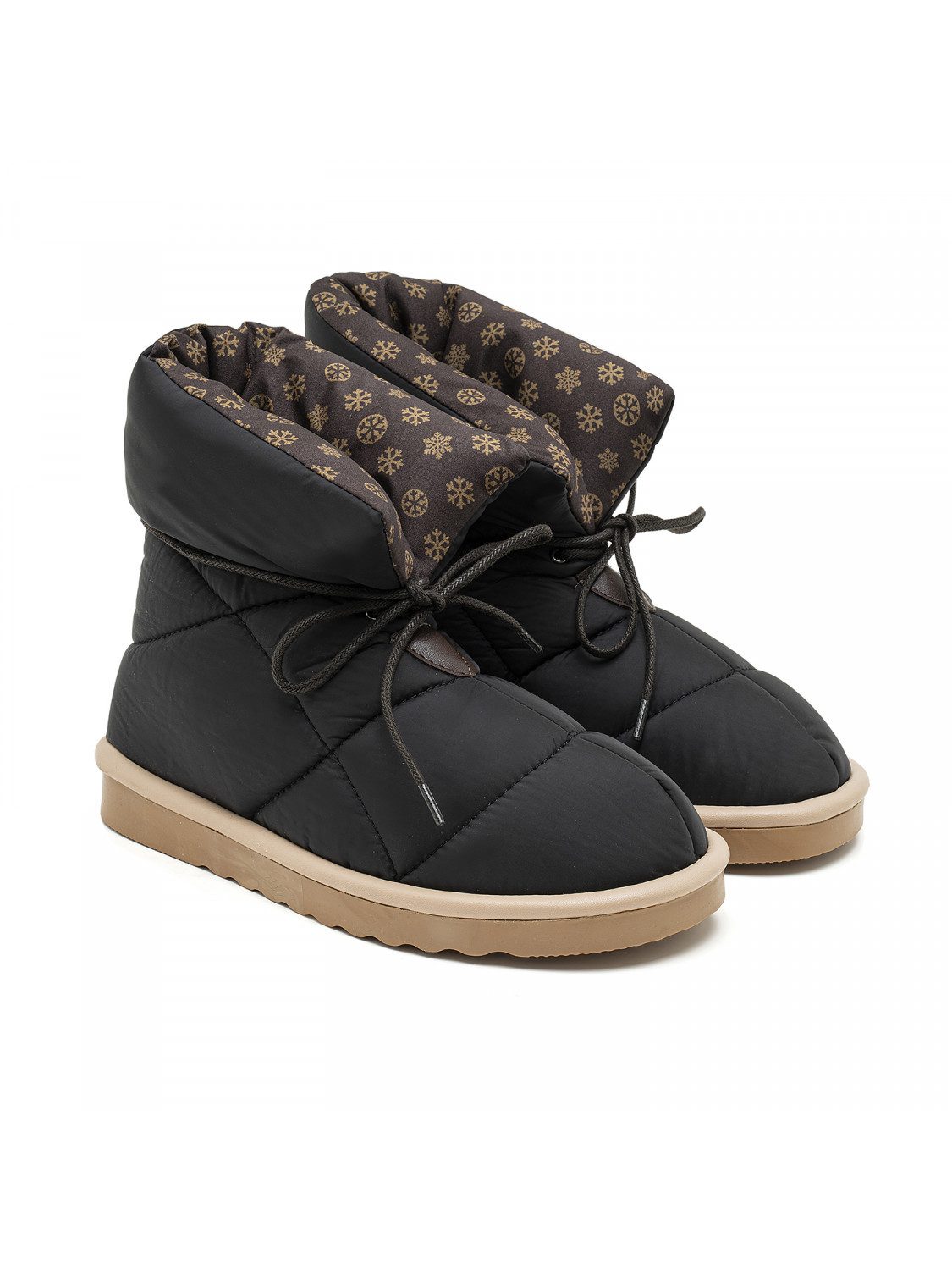 Desa Damen-Winterstiefel aus Textil – Kunststoffsohle, flacher Absatz Stiefel