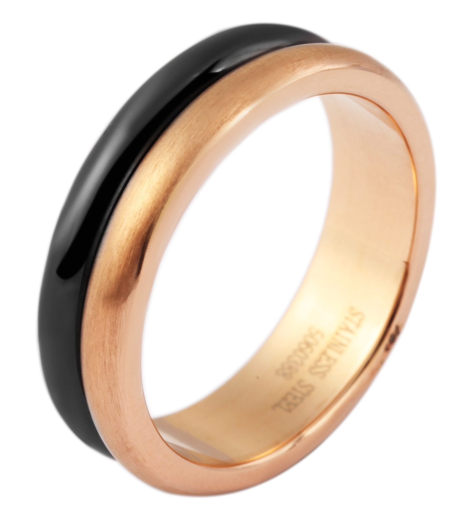 AKZENT Fingerring Gerdia Keramik Damenring schwarz/rosegold Gr. 52 – 58, Damen Ring