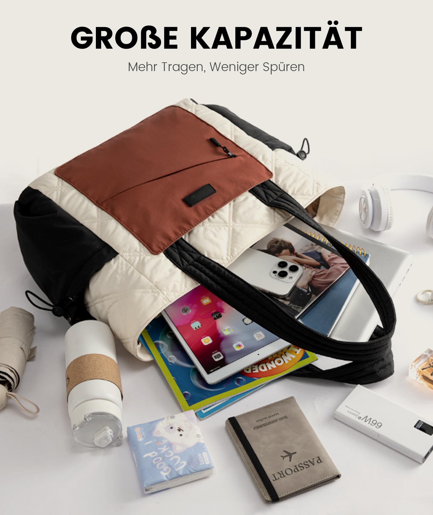Zaewry Umhängetasche Shopper Tasche Damen Groß, Arbeitstasche Leicht Handtasche, Laptoptasche Schultasche, Bürotasche Lehrertasche – Bild 4 von 5
