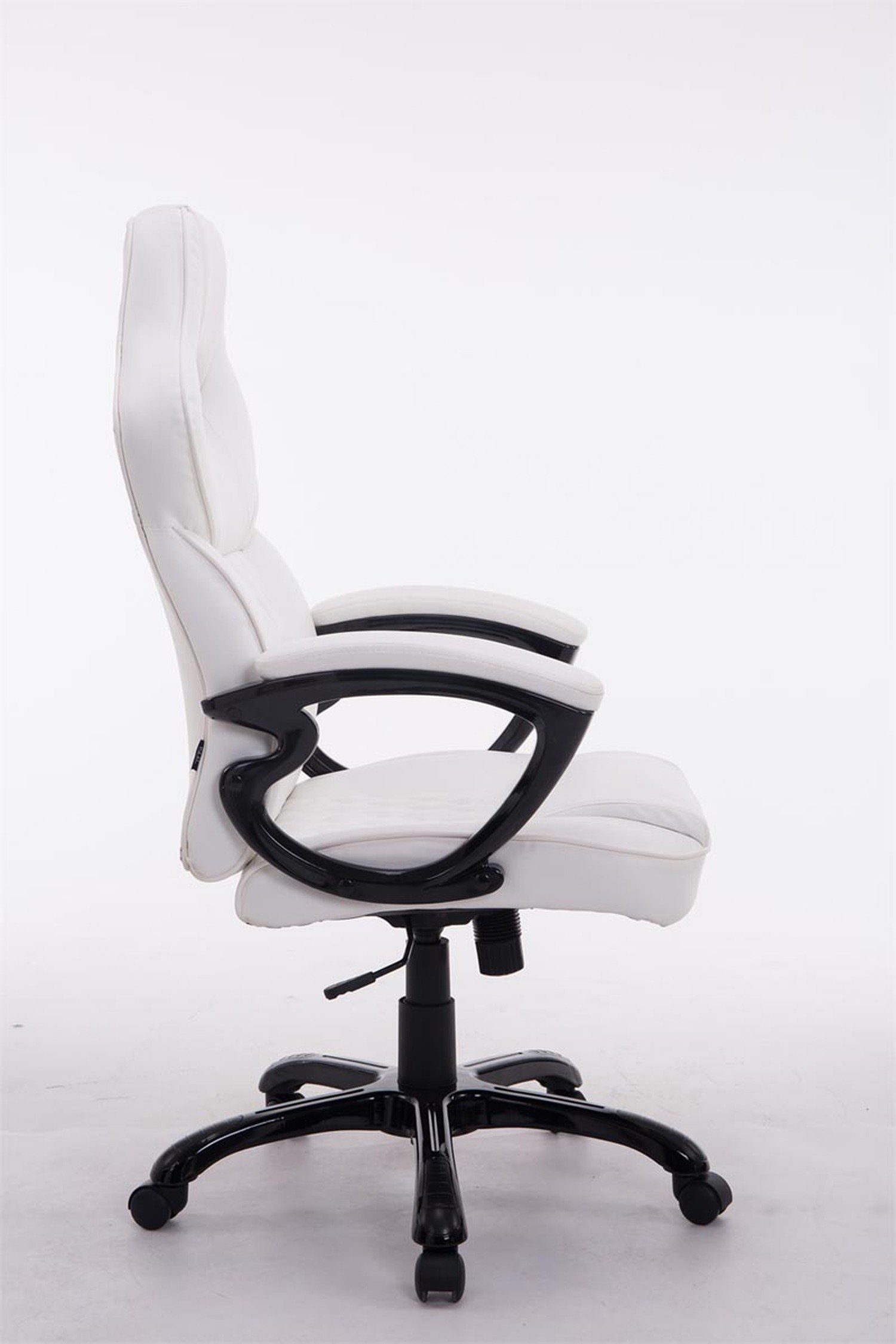 ergonomisch Drehstuhl, - TPFLiving Bigo bequemer mit schwarz Gestell: (Schreibtischstuhl, Bürostuhl XXL), Kunstleder weiß Bürostuhl geformter Sitzfläche: Rückenlehne Kunststoff Chefsessel,