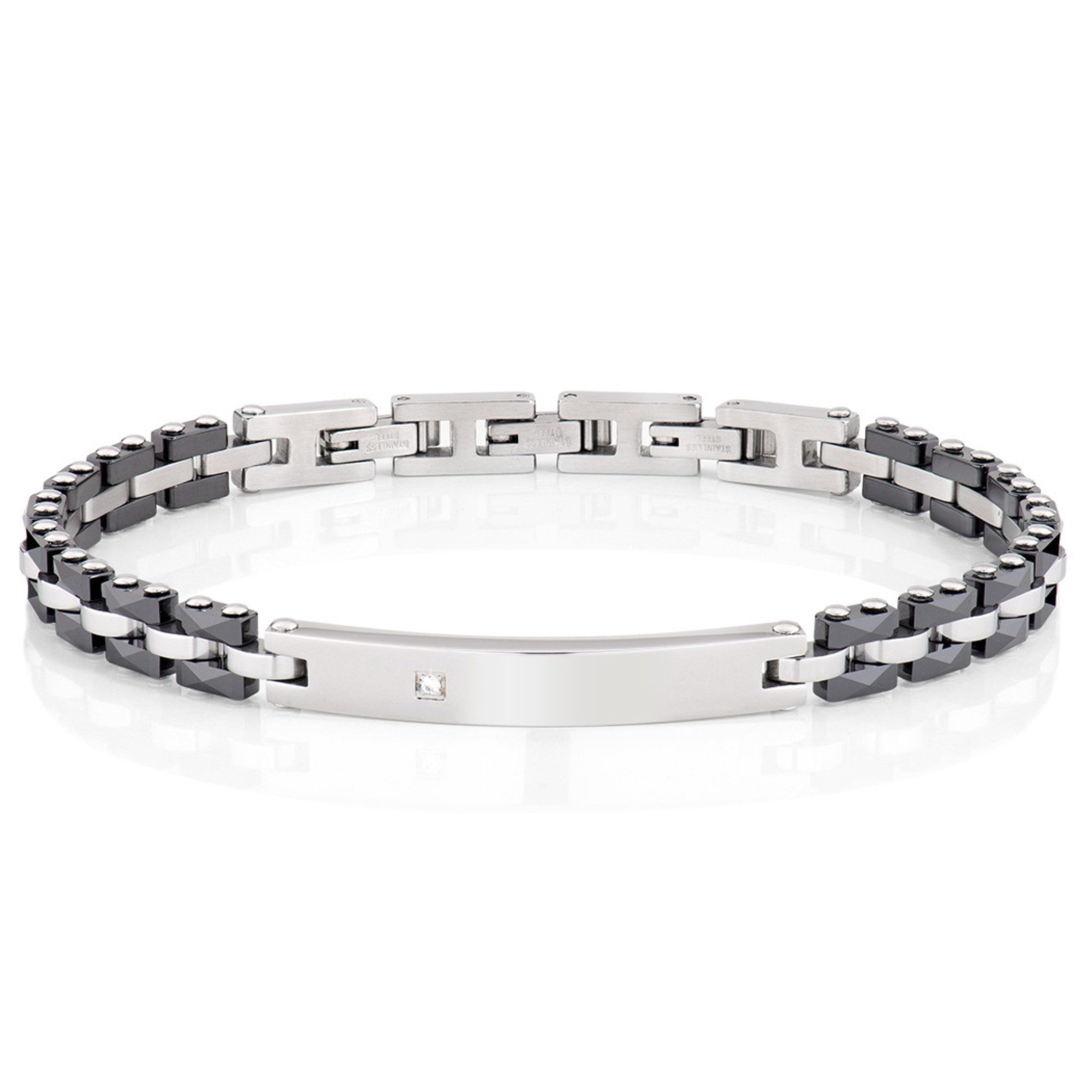 Amen Armband Armband Edelstahl black ceramic white diamond, black ceramic white diamond