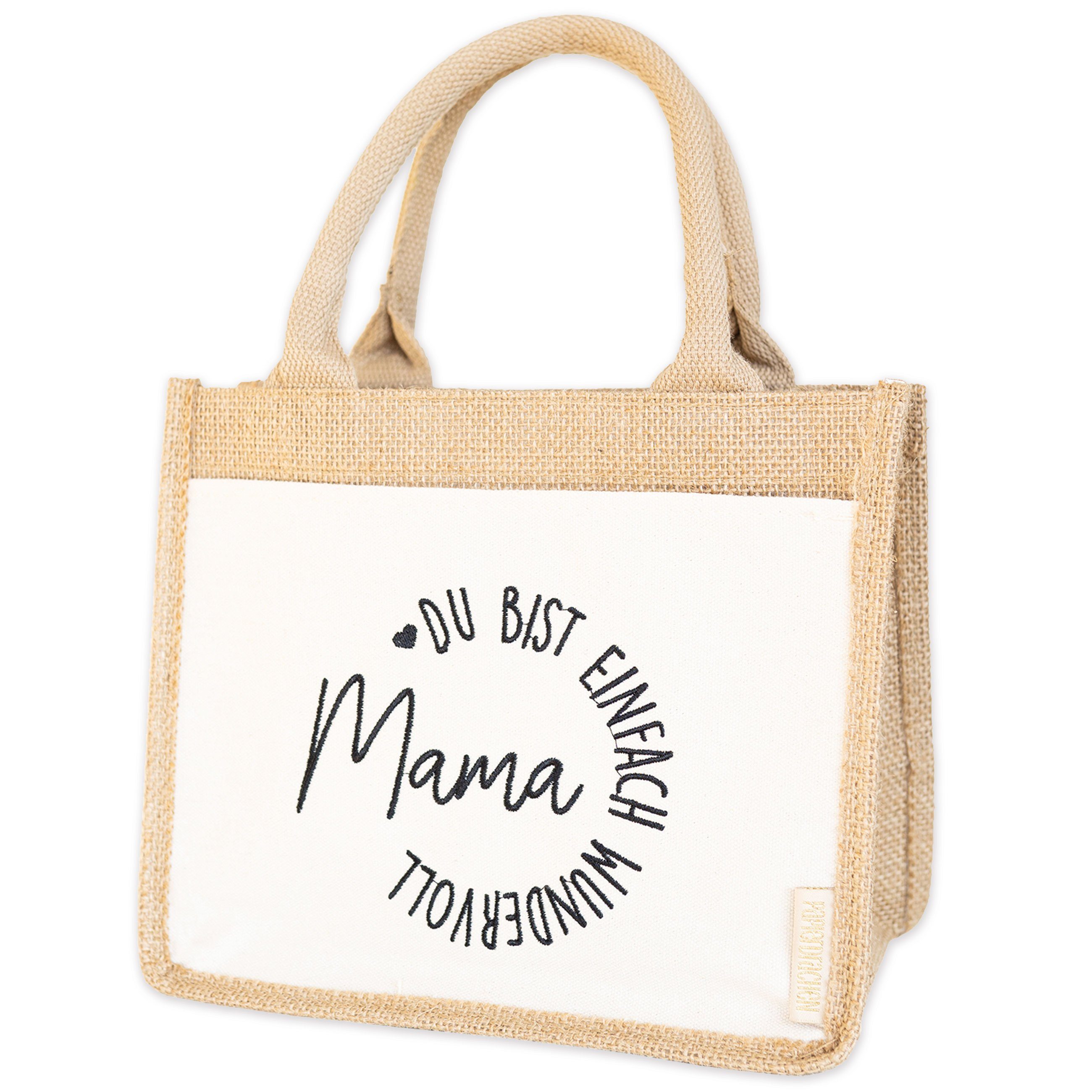 PAPIERDRACHEN Aufbewahrungstasche Jutetasche "Mama" - Muttertagsgeschenk