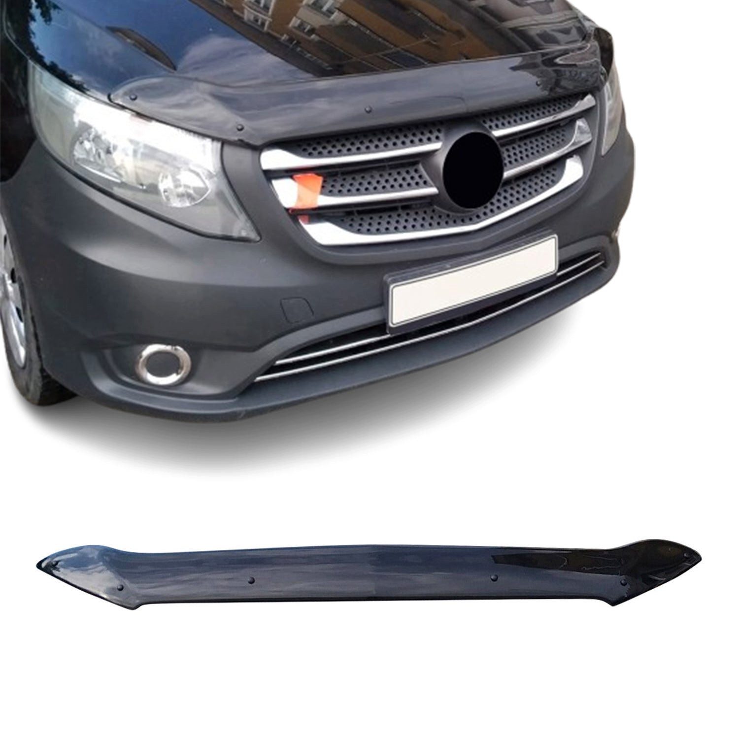 OMAC Lüftungsgitter Motorhaube Deflektor schutz für Mercedes Vito W447 2014-2025 Dunkel (1 St), Luftabweiser, Abweiser, Schneeschutz, Langlebig,Einfache Montage