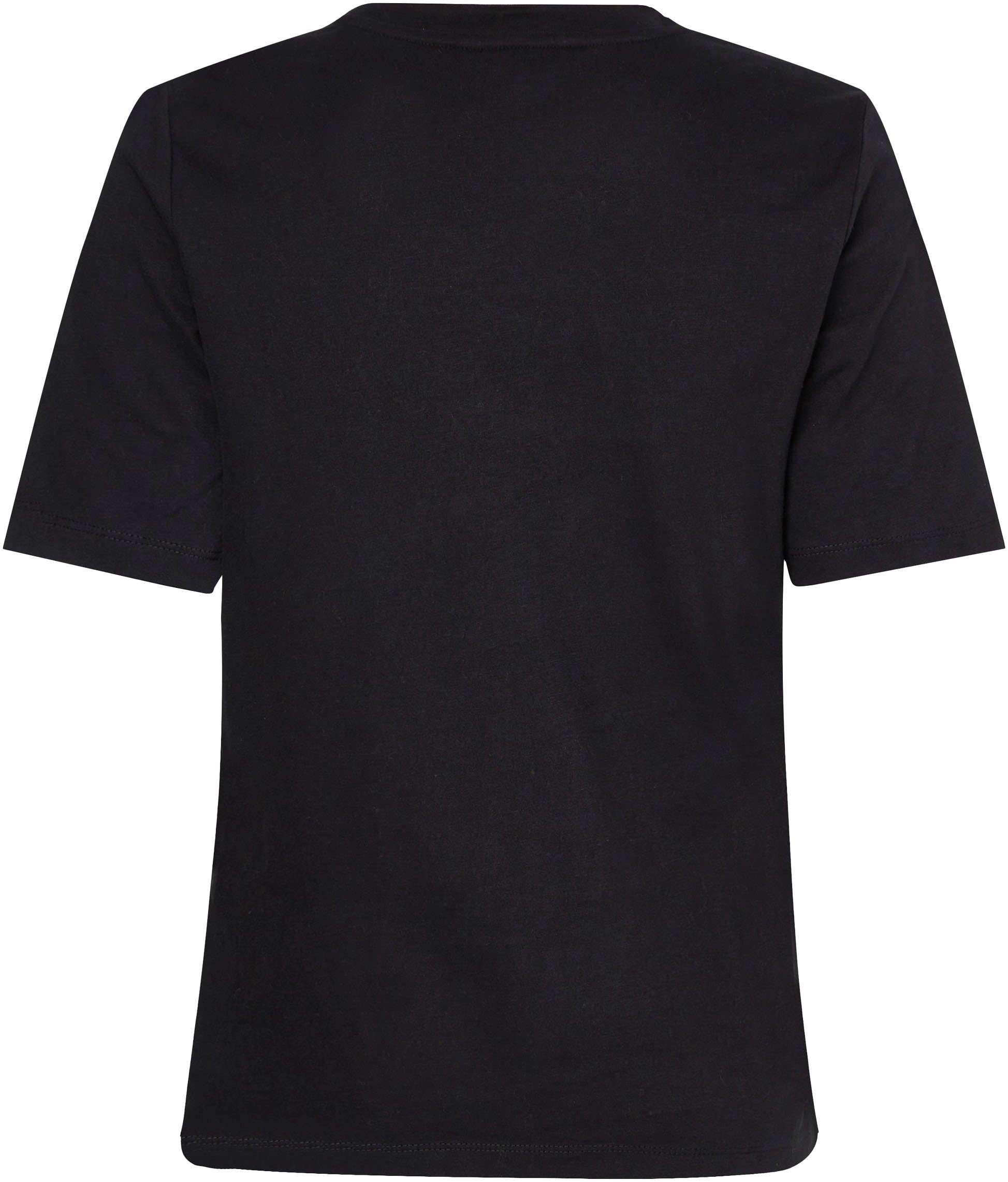 Tommy Hilfiger T-Shirt REG BRUSHED Black Tommy SS CTN NY mit C-NK Hilfiger Markenlabel