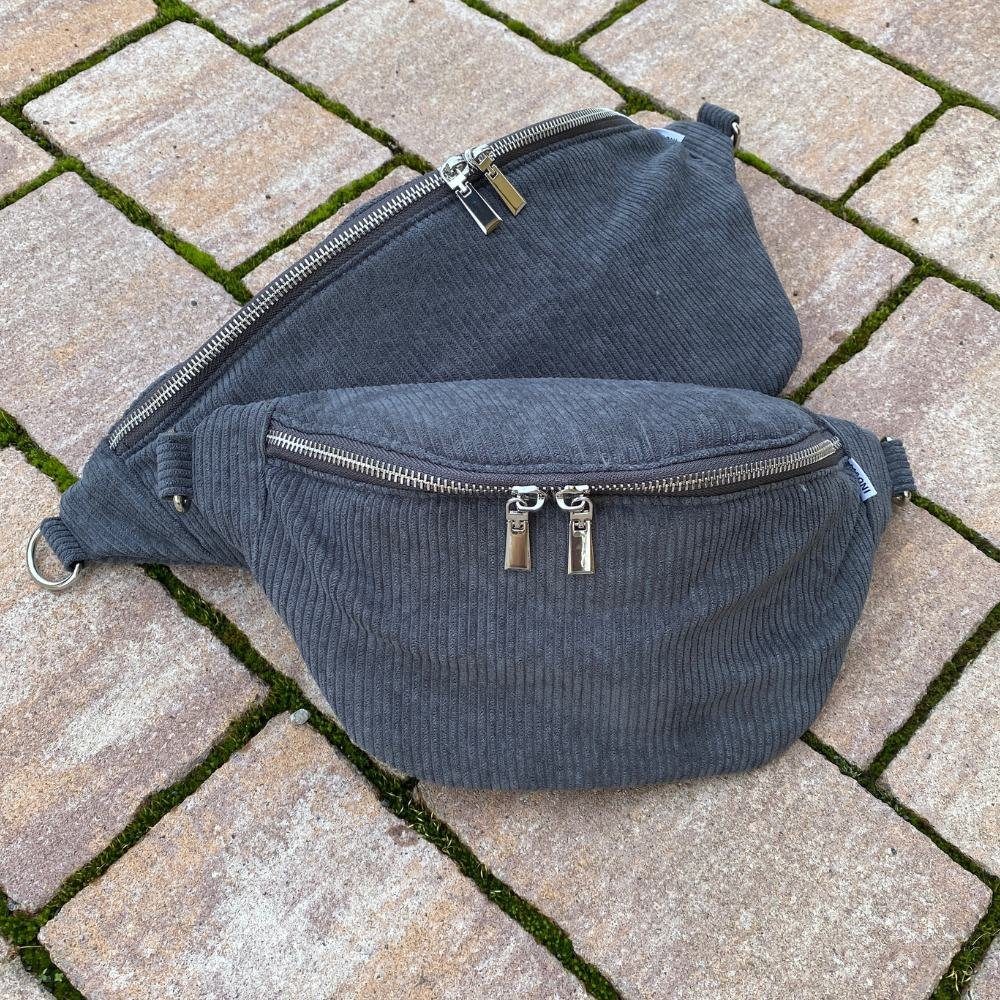 MAONI Bauchtasche Cord Dunkelgrau mit zwei Taschengurten, vegan günstig online kaufen