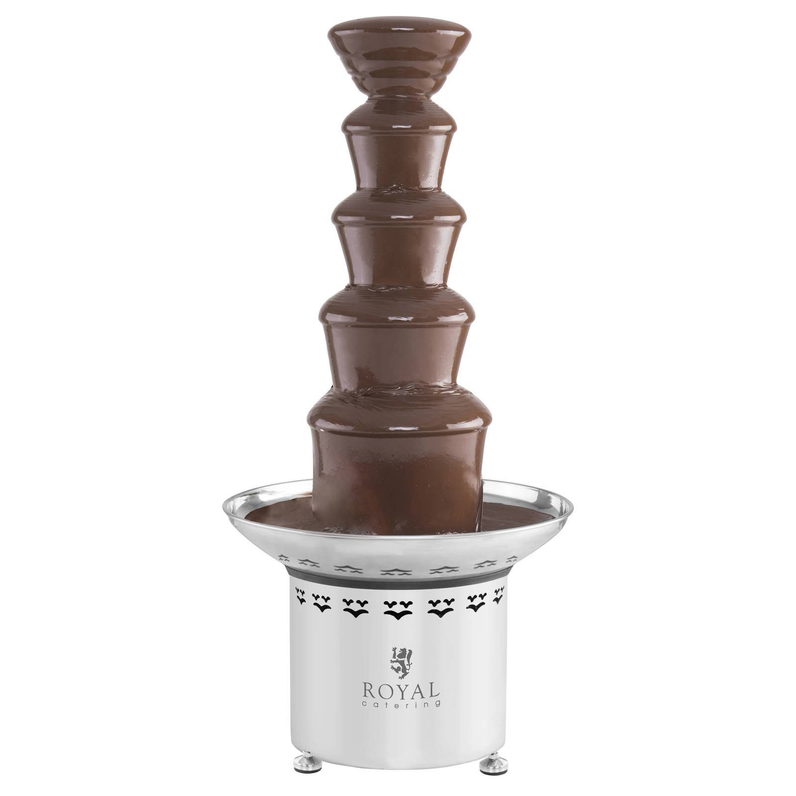 Royal Catering Schokoladenbrunnen 5 Etagen Schokofondue 6 kg Schokobrunnen 250 W Edelstahl Profi Gastro