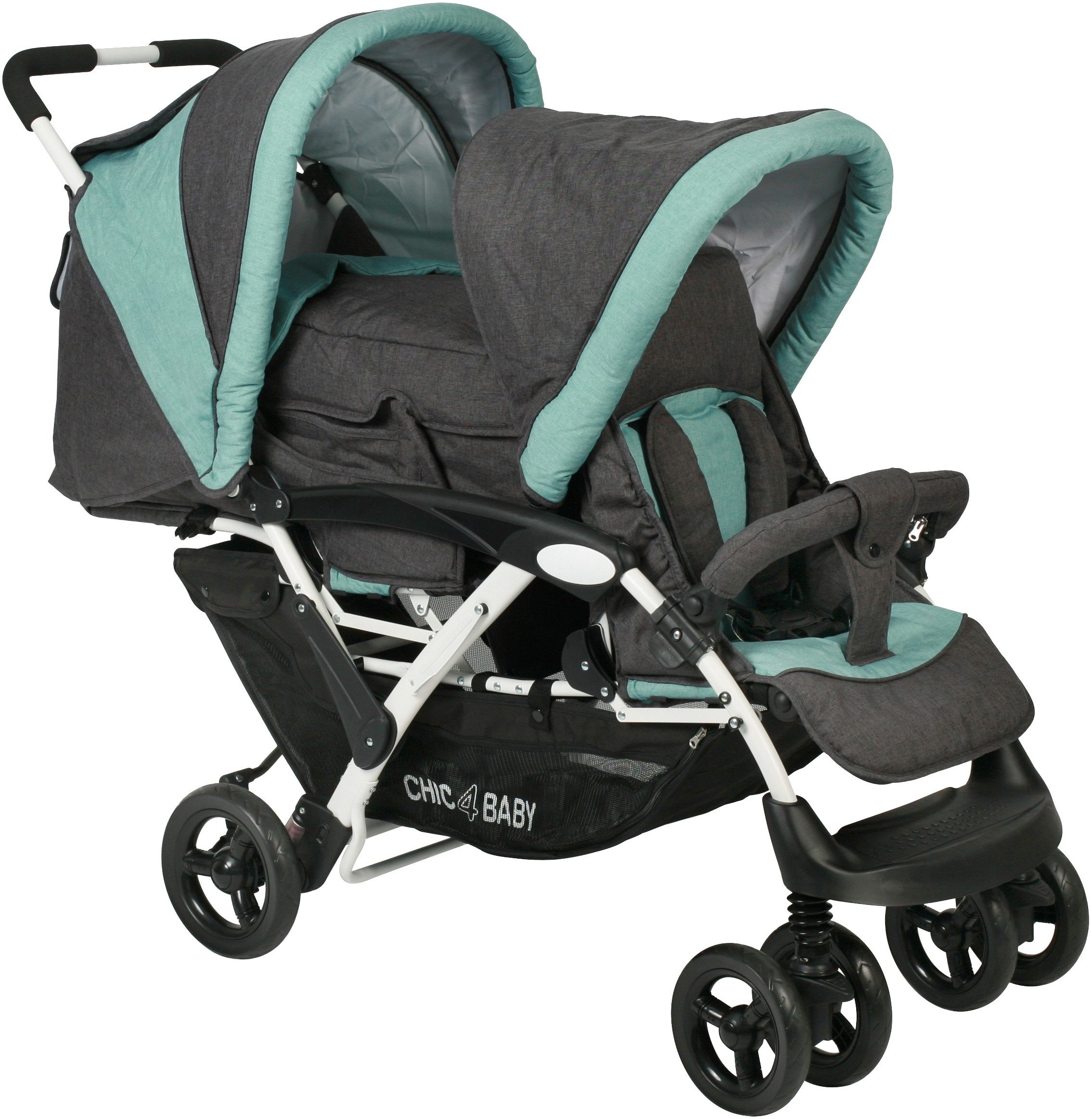 CHIC4BABY Geschwisterwagen Duo, mit feststellbaren Doppelschwenk-Vorderrädern
