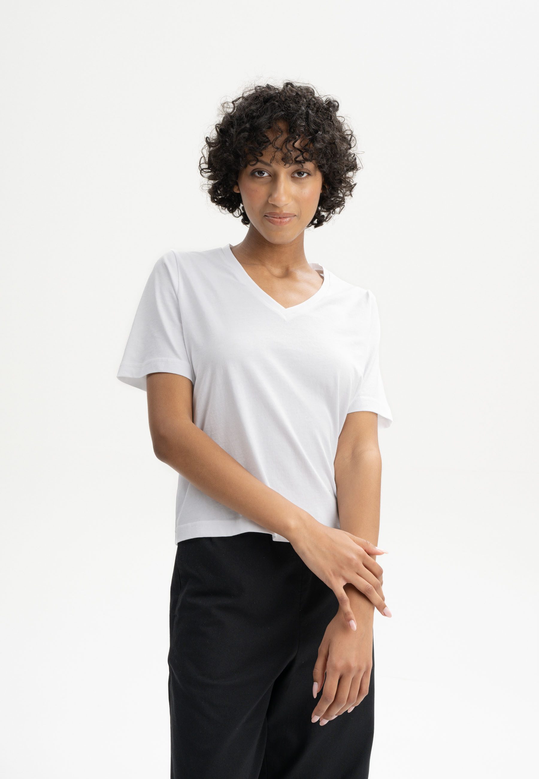 MELA Kurzarmshirt V-Neck T-Shirt ANKITA Kragen günstig online kaufen