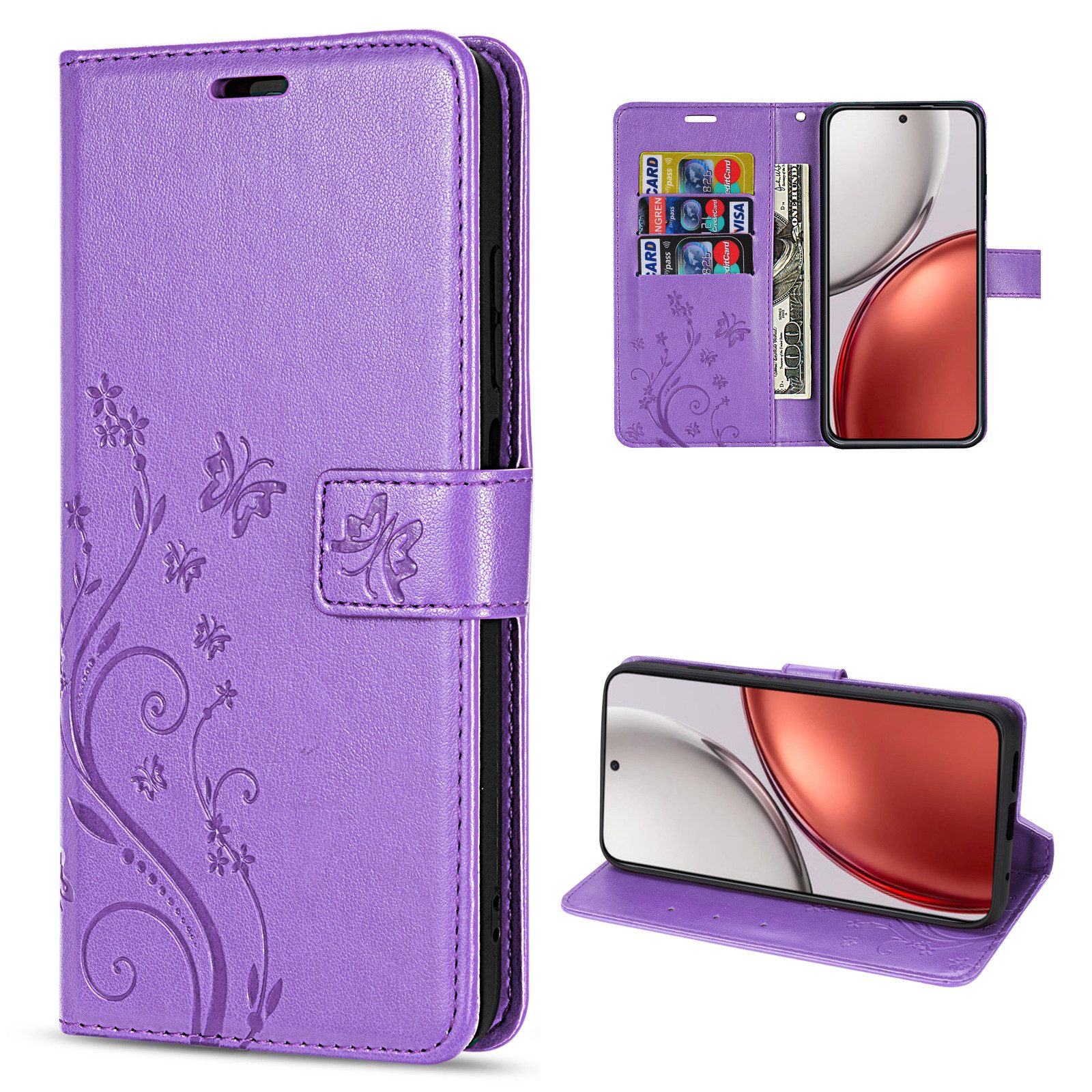 betterfon Handyhülle für Honor Magic 8 Lite Hülle Klapphülle Wallet Case Flip Cover Tasche, Klapptasche mit Magnetverschluss 3 Kartenfächer & Standfunktion