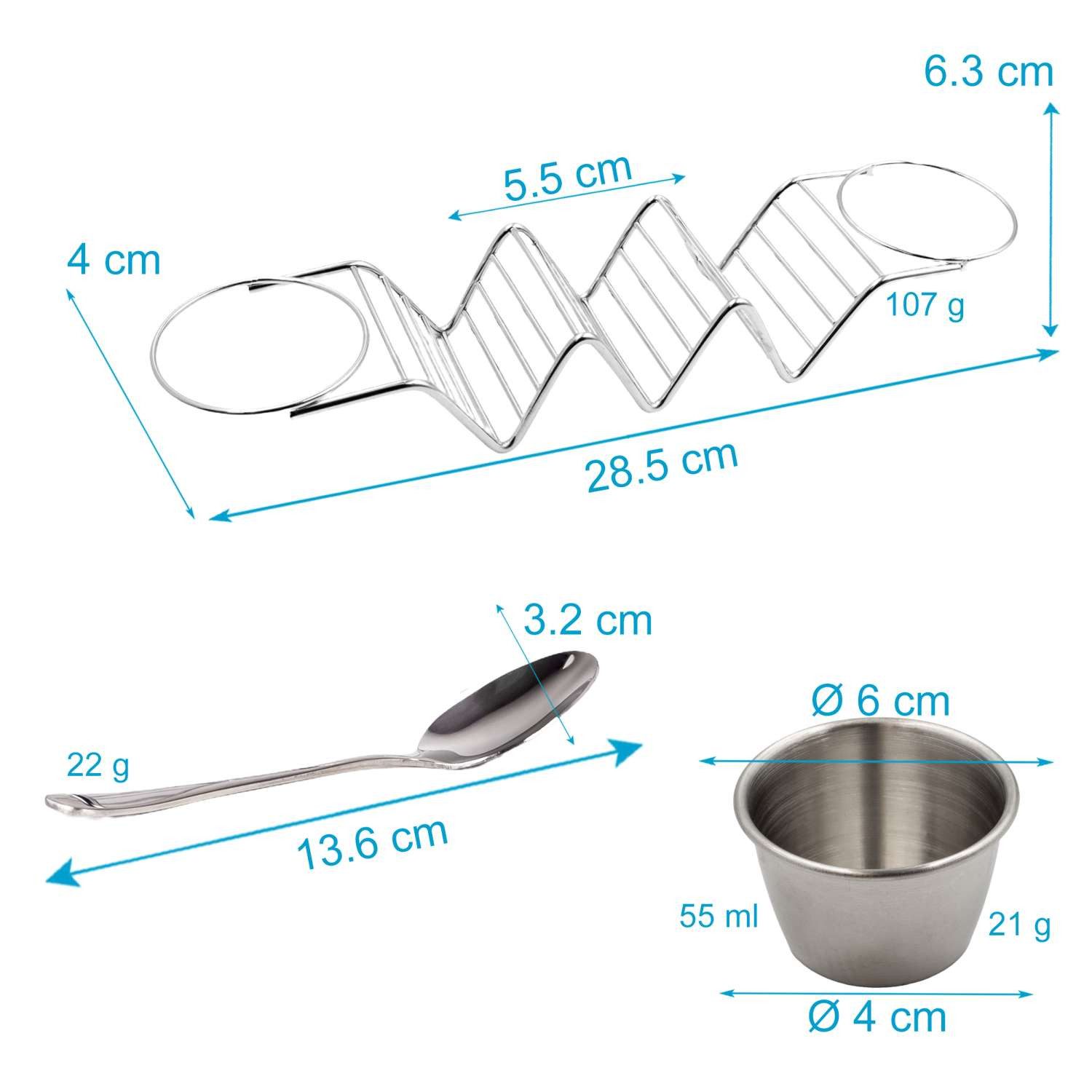 Intirilife Tortillaform, (Set 4-tlg), Taco Tortilla Halter Set Edelstahl bis zu 3 Tacos Spülmaschinenfest