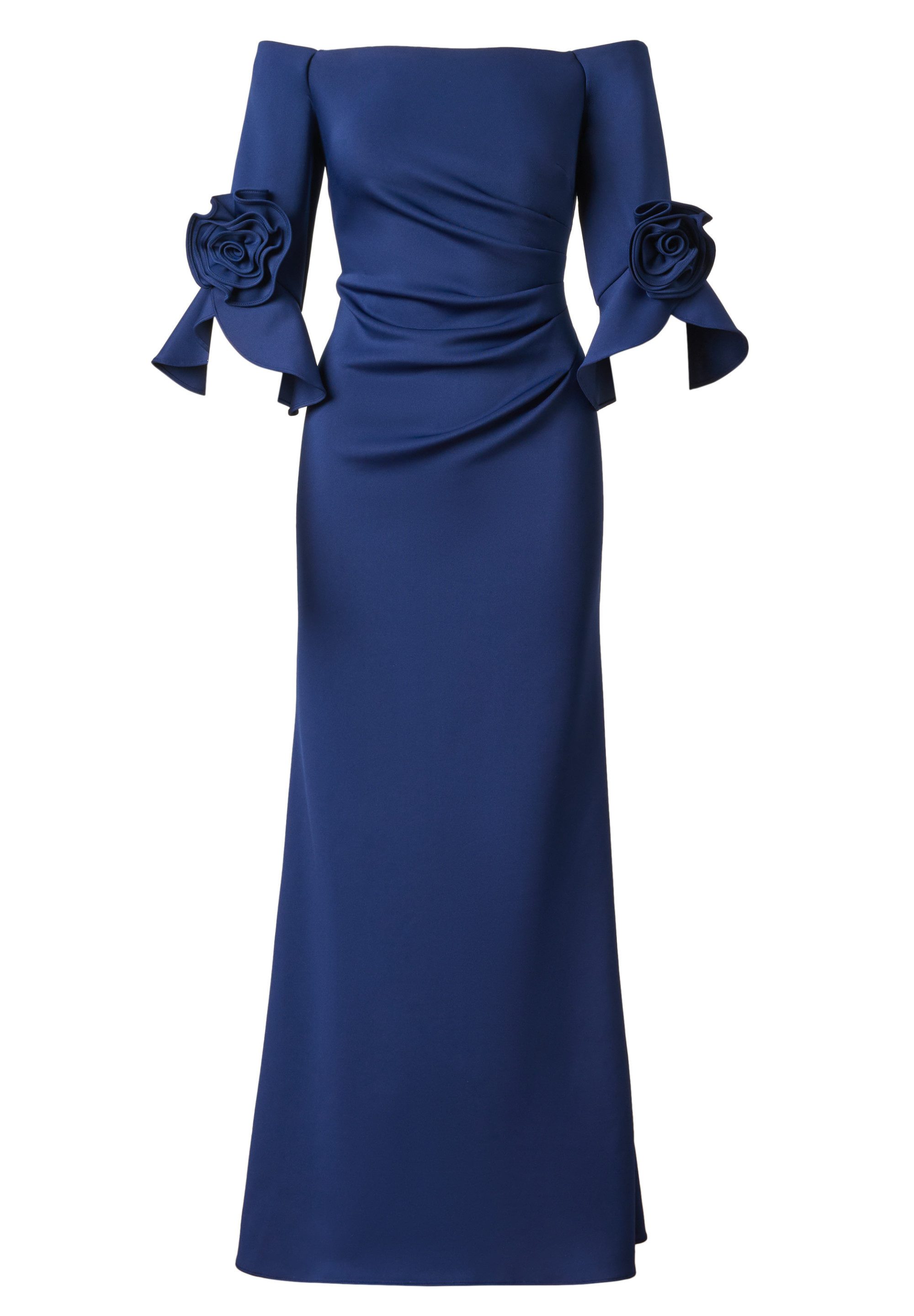 Adrianna Papell Abendkleid Rosette Scuba Crepe Gown Elegantes und strukturiertes Kleid mit Rosenverzierung