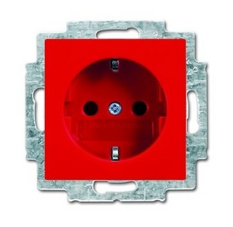 Busch-Jaeger Unterputz-Steckdose, 1fach rot glänzend Unterputz horizontal/vertikal IP20 Zentralplatte
