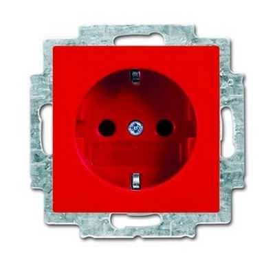 Busch-Jaeger Unterputz-Steckdose, Steckdose 1fach rot glänzend Unterputz horizontal/vertikal IP20