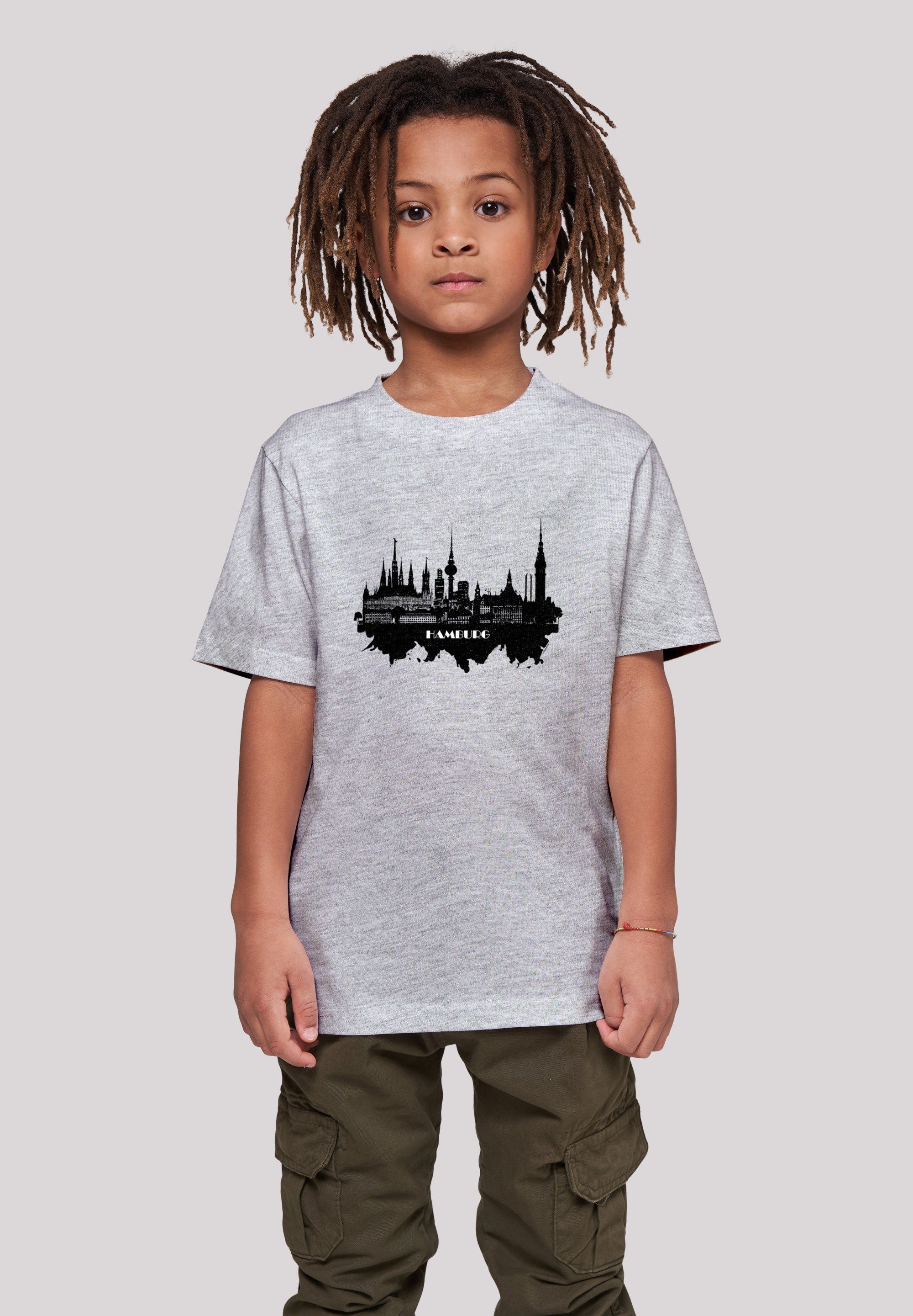 F4NT4STIC T-Shirt Cities Collection - Hamburg skyline Print heather grey
