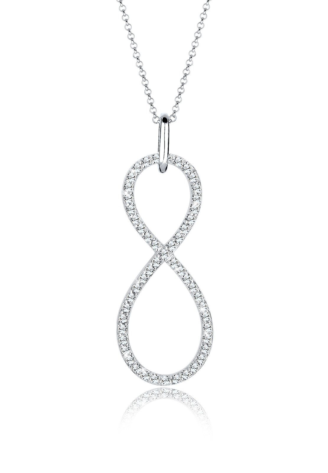 Elli Premium Kette mit Anhänger Infinity Weiß 925 Sterling Silber, mit Kristallen von Swarovski®, Infinity