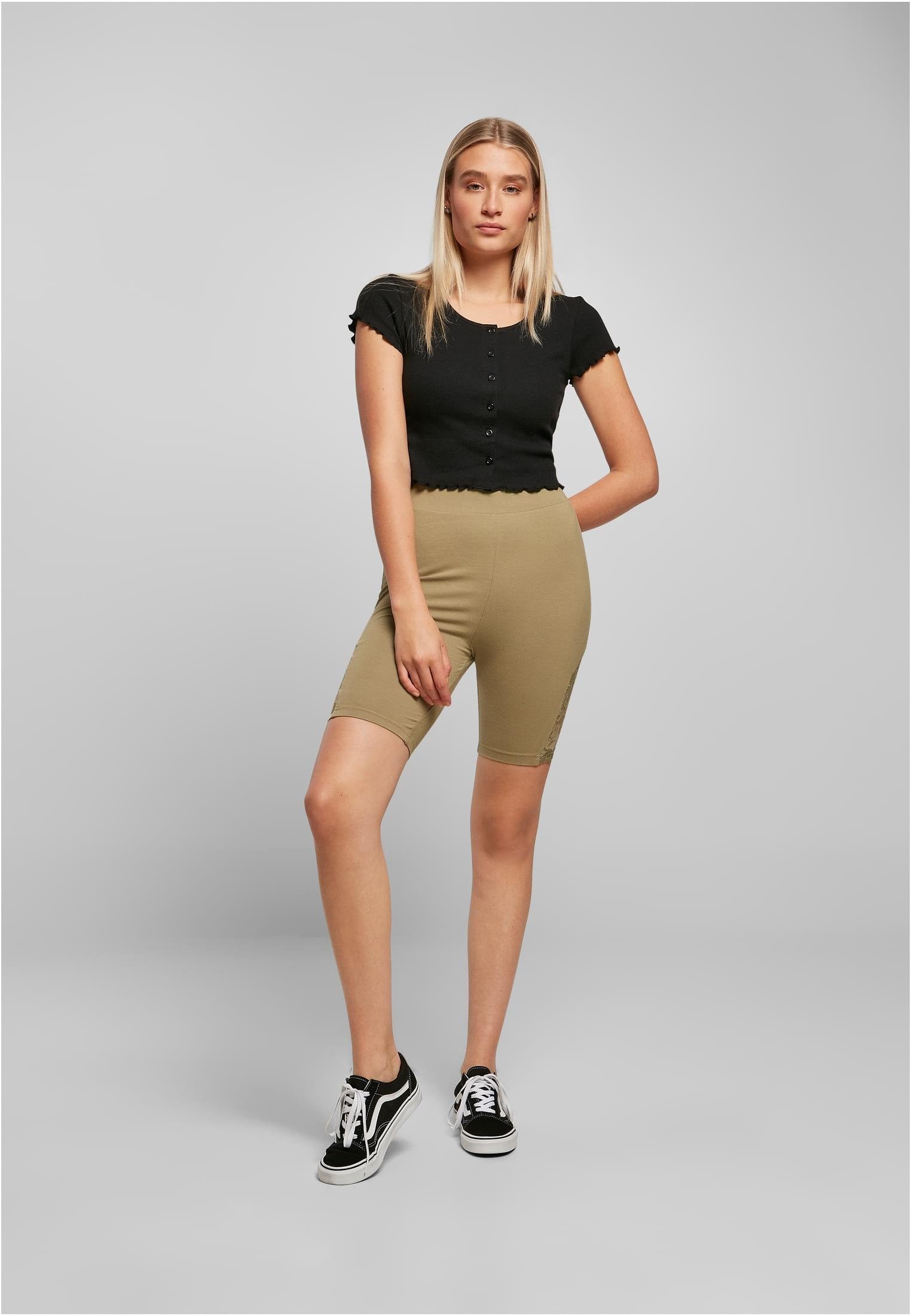 Lace Stoffhose CLASSICS Waist URBAN (1-tlg) Cycle Damen Ladies Inset High khaki Shorts