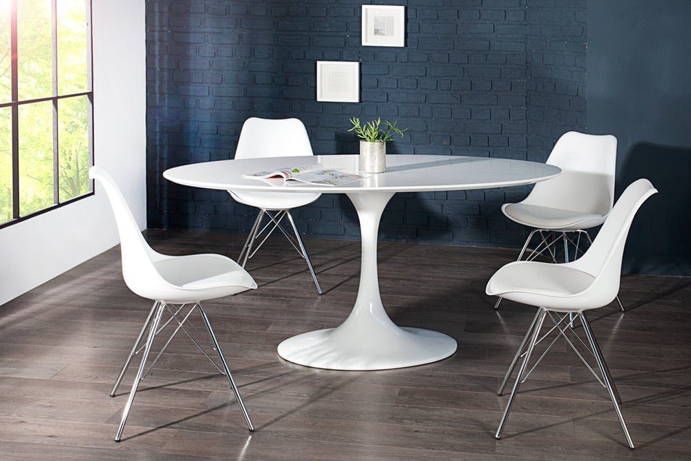 LebensWohnArt Stuhl 4er Set Design-Klassiker Stuhl NORWAY weiss-silber