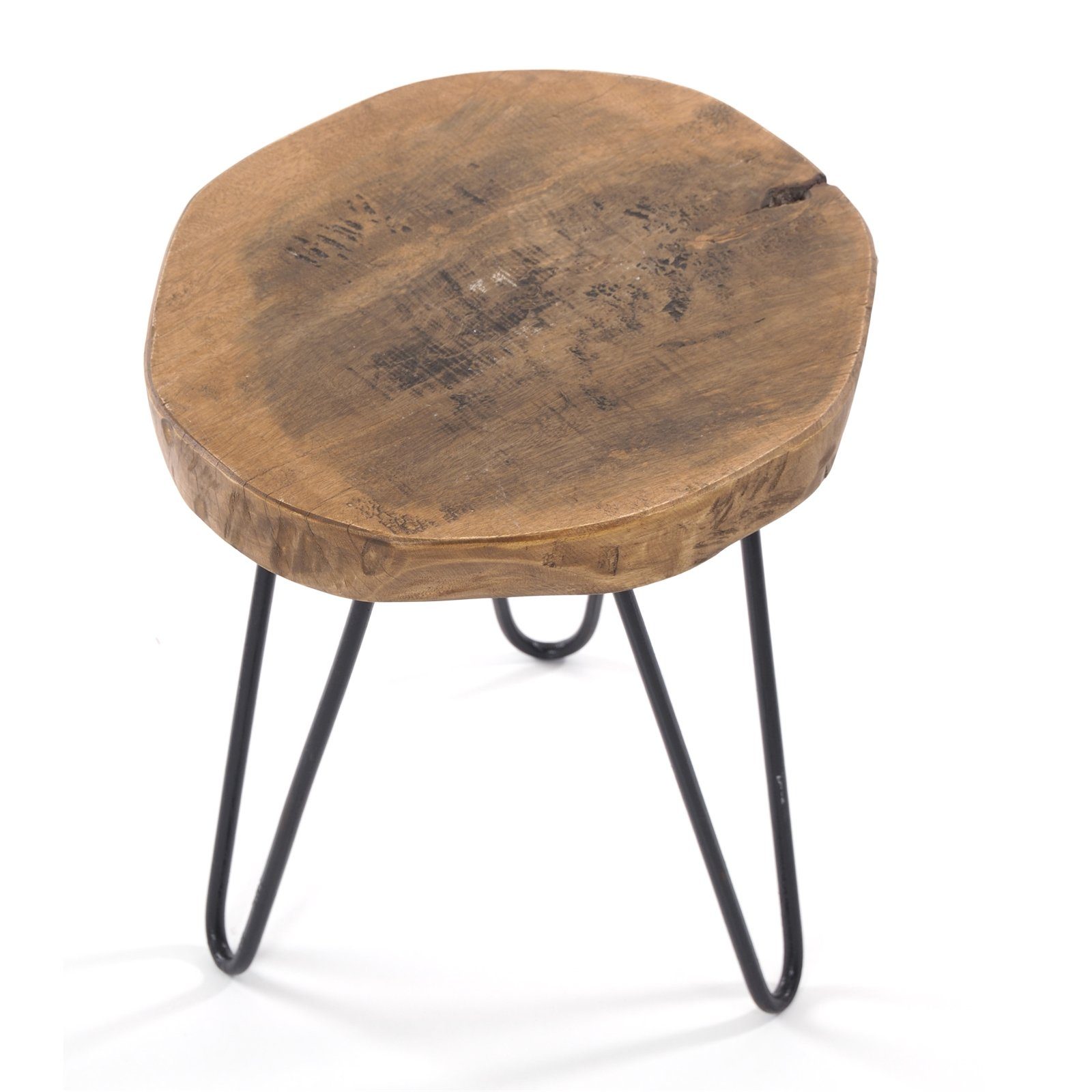 DESIGN DELIGHTS Beistelltisch BEISTELLTISCH "BAUMSCHEIBE", Holz, Metall, Ø 34 cm, Couchtisch