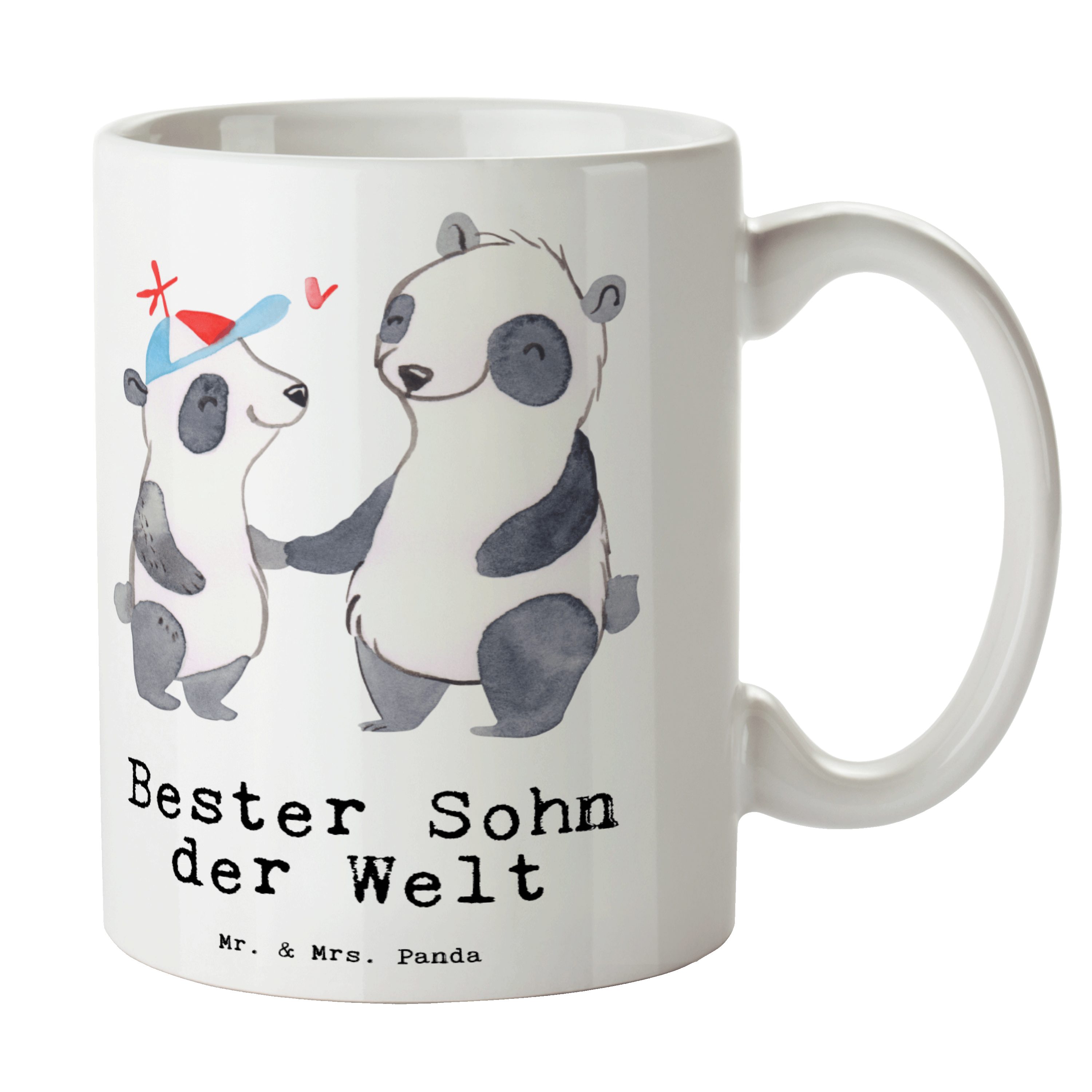 Mr. & Mrs. Panda Tasse Panda Bester Sohn der Welt - Weiß - Geschenk, Nachwuchs, Becher, Kaffeebecher, Dankeschön, Geschenktipp, Vater, Geburtstagsgeschenk, Mitbringsel, Tee, Keramik