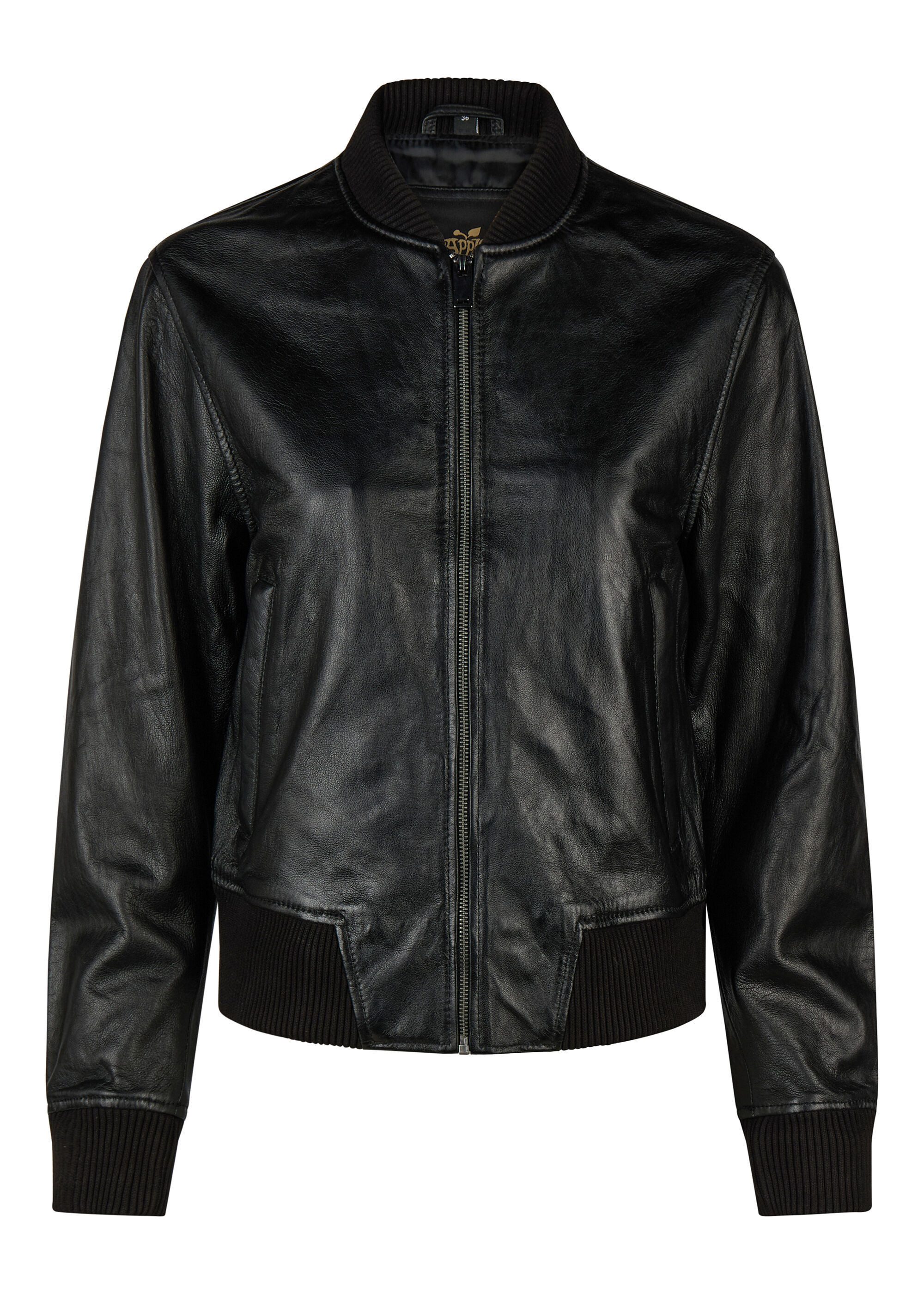 Apple of Eden Lederjacke mit Rippbündchen an den Ärmeln