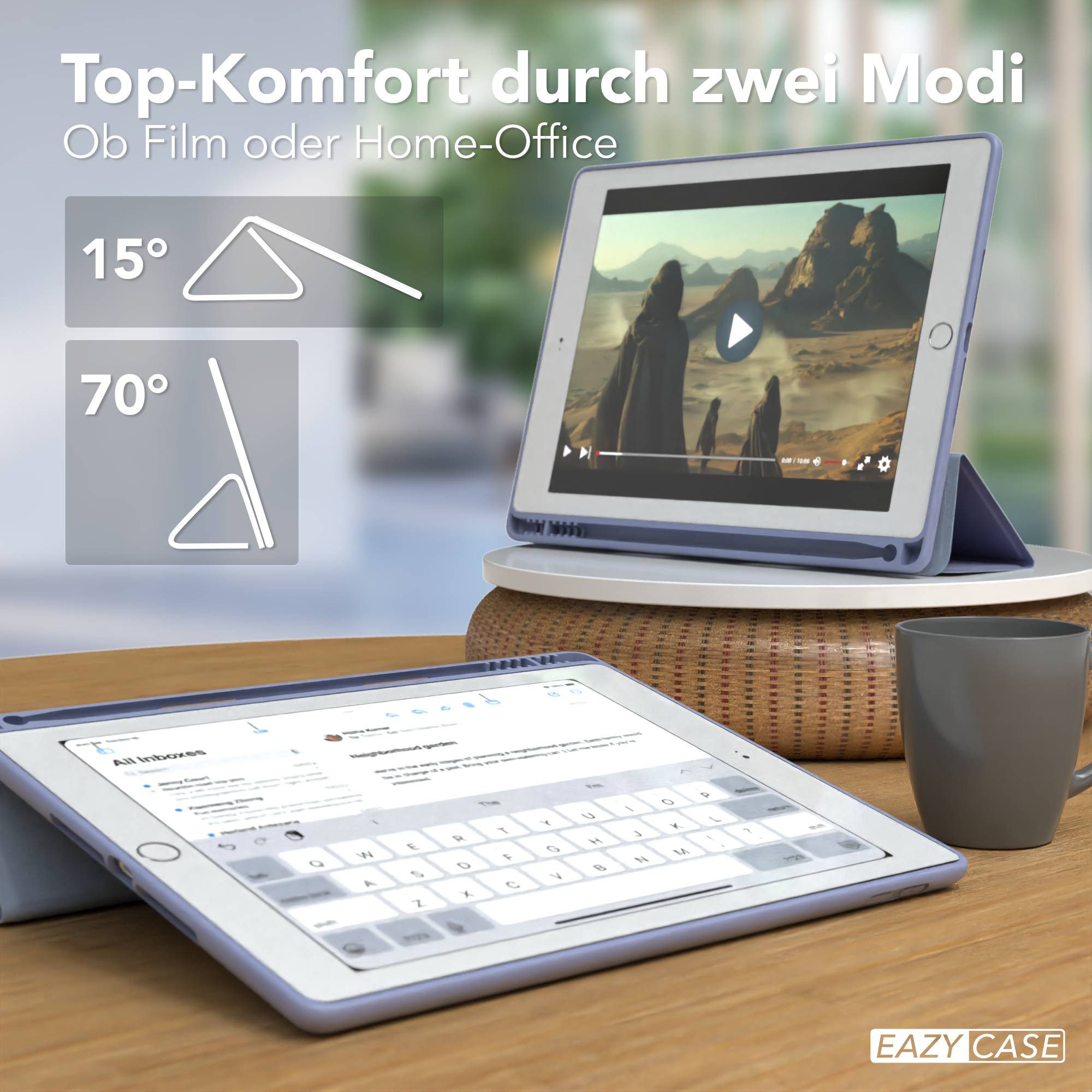 EAZY CASE Tablet-Hülle Penholder Smartcase für iPad 2017/2018 5./6. Gen. 9,7 Zoll, Tablettasche klappbares Etui mit Penholder Stifthalterung Eis Blau – Bild 5 von 5