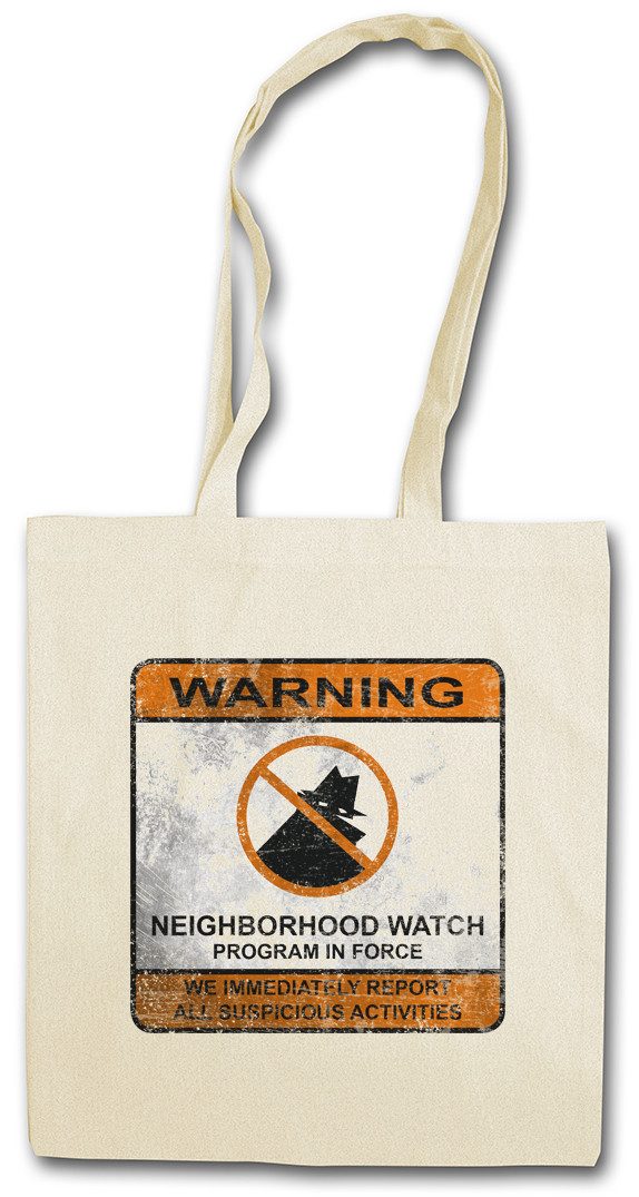 Beuteltasche Neighborhood Watch Sign Stofftasche Nachbarschaftswache Zeichen Symbol