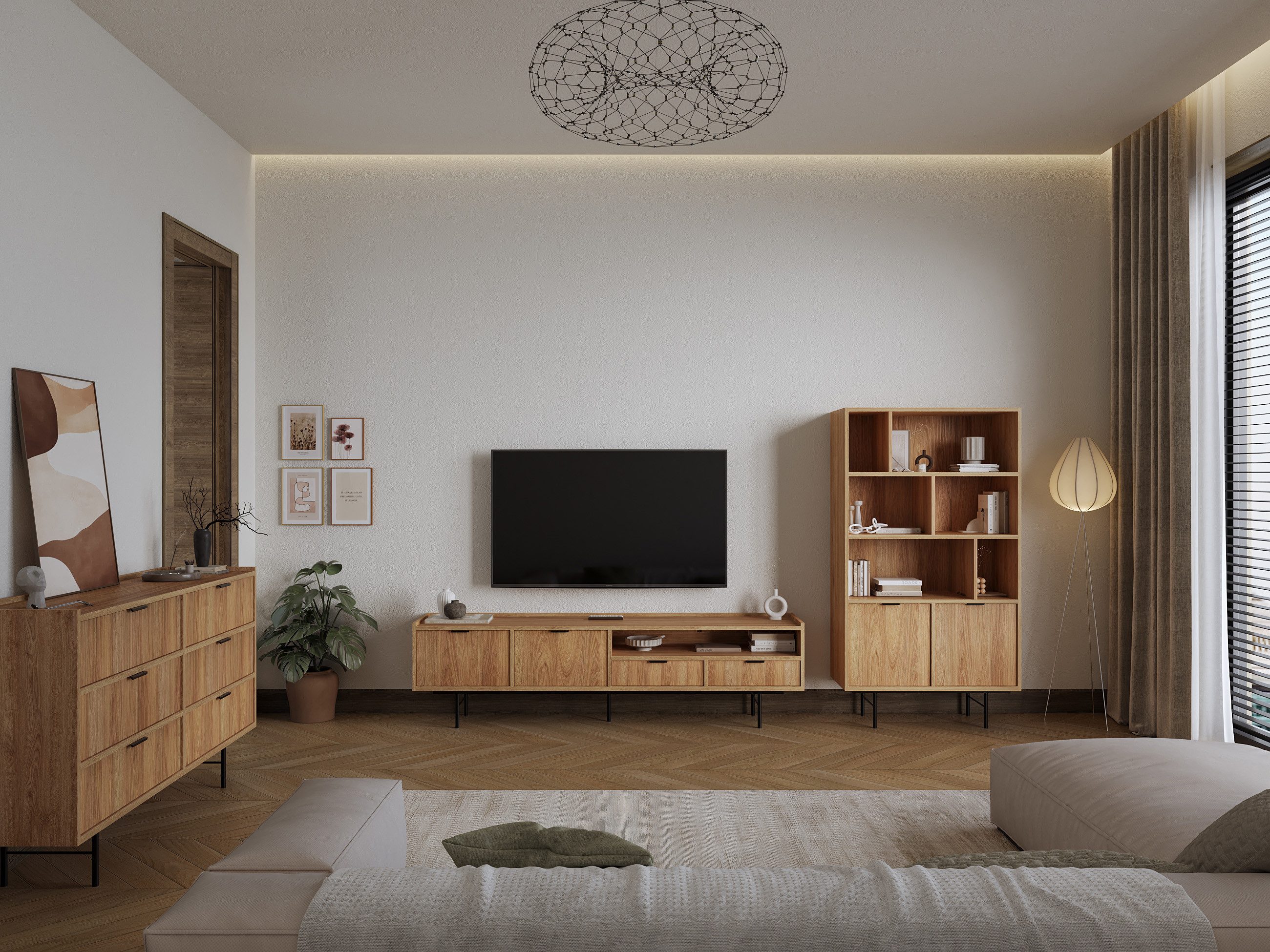 Beautysofa Bücherregal Evron mit 4 offene Regalböden und 2 Unterschränke, hohe Metallbeine, Breite: 90 cm