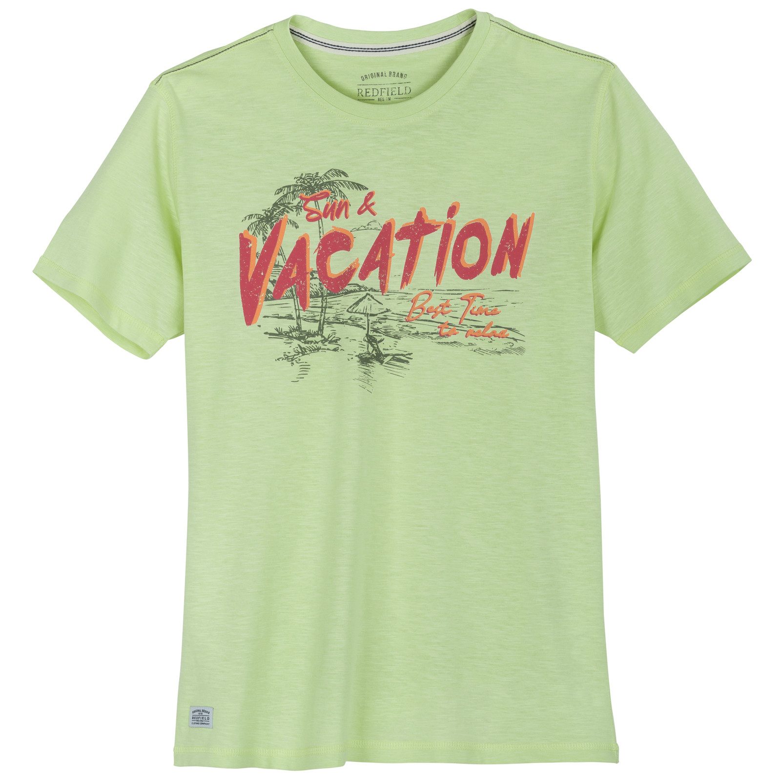 redfield Rundhalsshirt Redfield Übergrößen T-Shirt Vacation lime