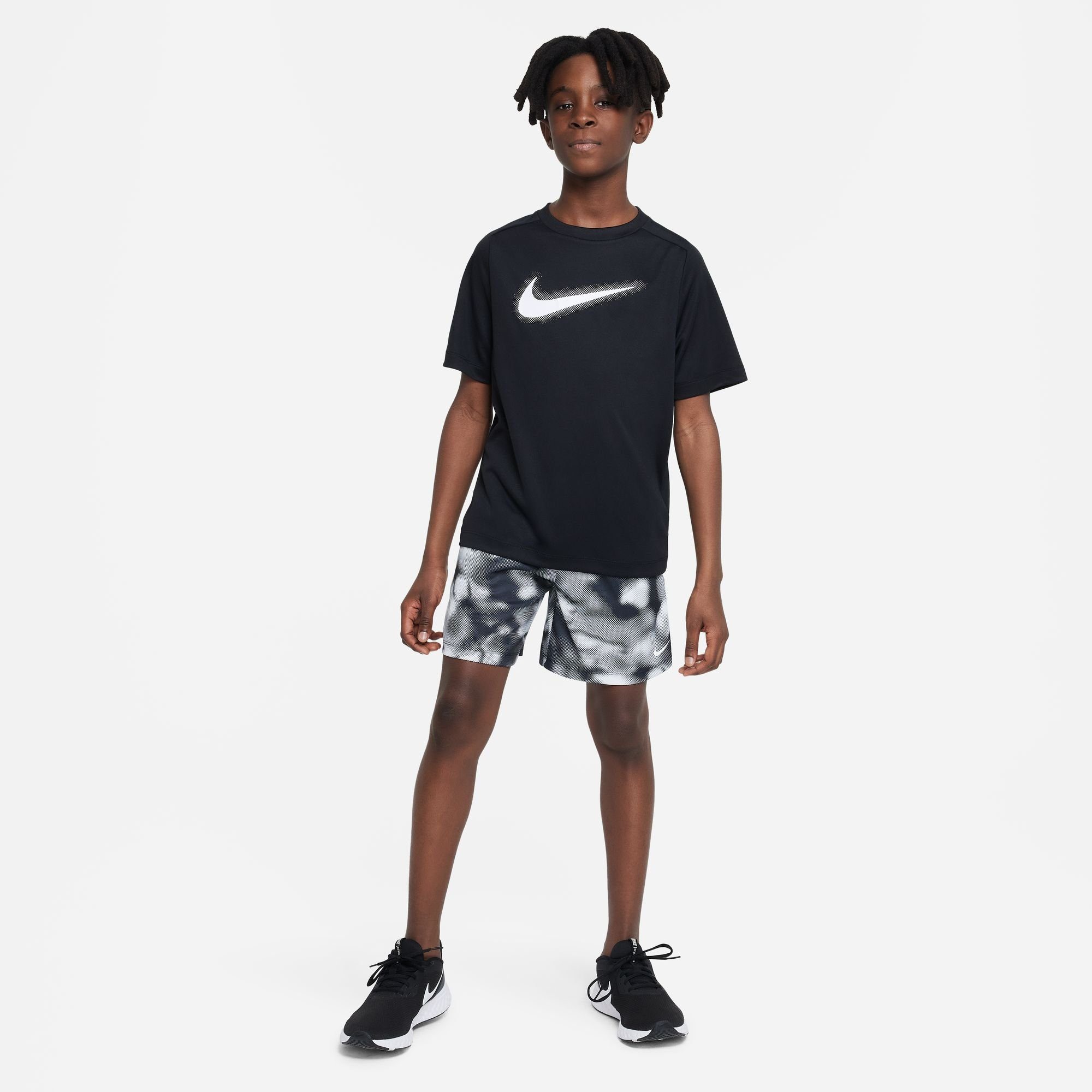 Nike Trainingsshirt BIG TRAINING BLACK/WHITE GRAPHIC TOP MULTI+ (BOYS) KIDS' DRI-FIT
