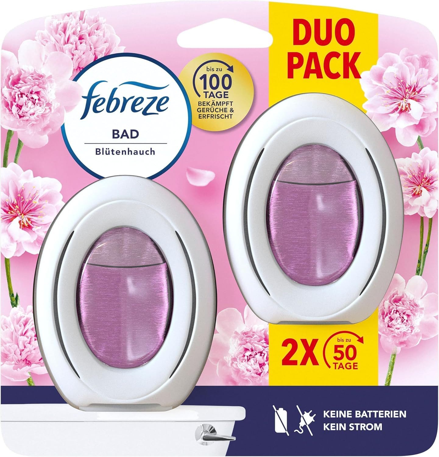 Raumduft-Nachfüllflasche Febreze Bad Lufterfrischer Blütenhauch Duo Pack 2 x 7,5ml Bekämpft Ger