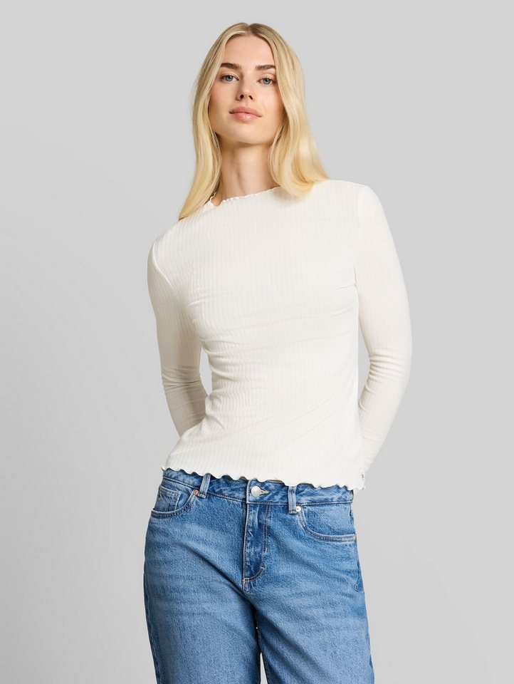 TOM TAILOR Denim Langarmshirt T-Shirt (im Einserpack) Langarmshirt mit Rippstruktur