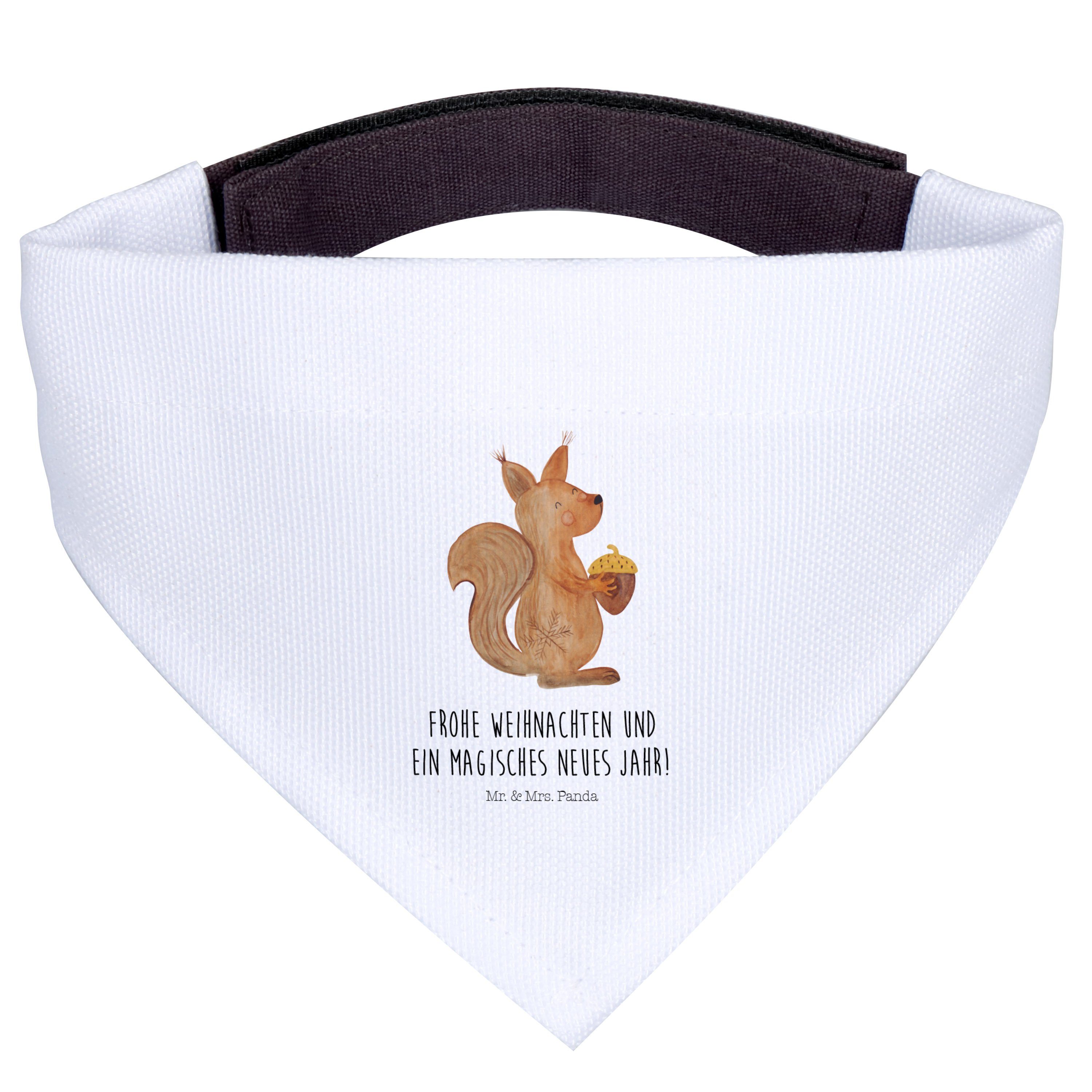Mr. & Mrs. Panda Hundefliege Eichhörnchen Weihnachtszeit, Halstuch, Weiß, Hundehalstuch, Frohes Ne, Polyester, Hunde Halstuch Hundeschal Dreieckstuch für Hunde
