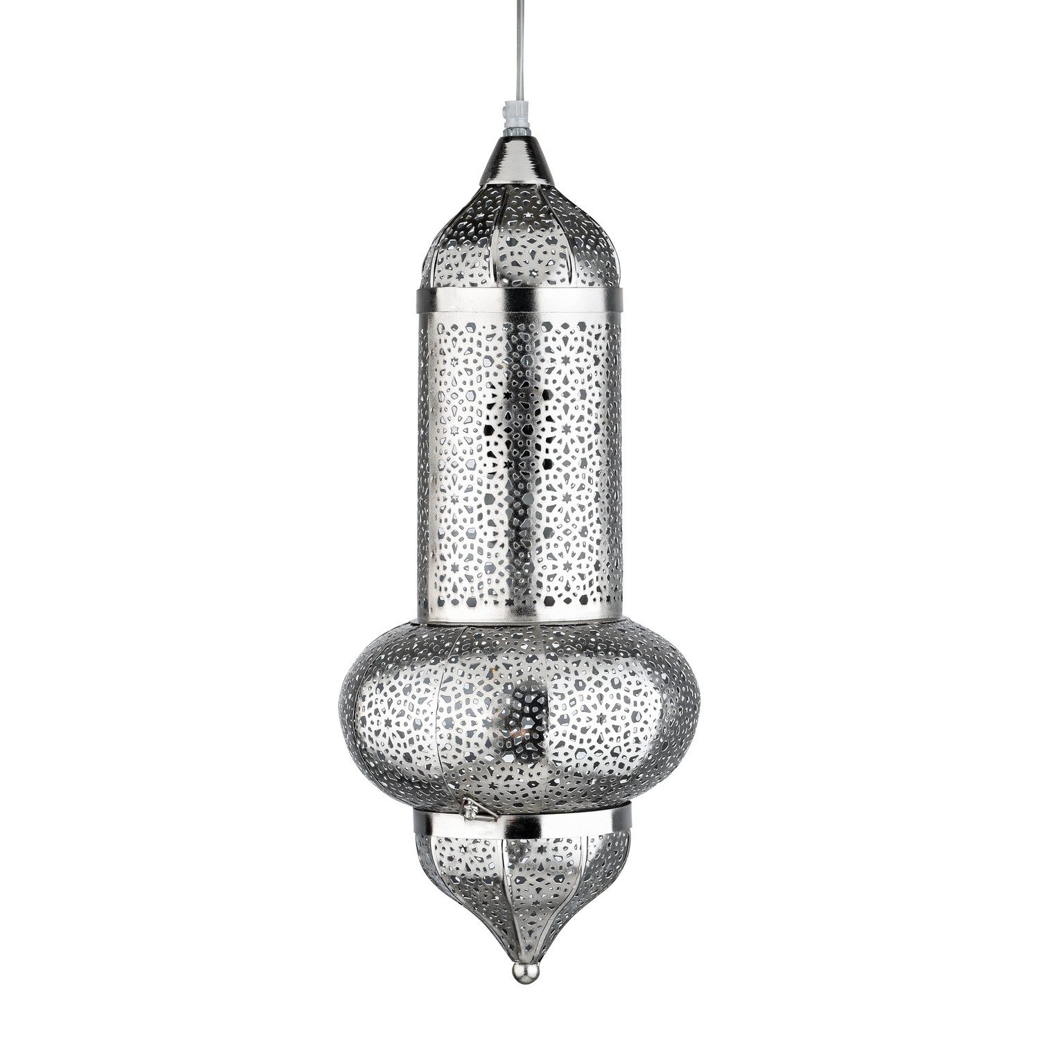 Marrakesch Orient & Mediterran Interior Pendelleuchte Orientalische Pendelleuchte Jamini Silber 51 cm, Handarbeit & Boho, Leuchtmittel nicht im Lieferumfang enthalten, Handarbeit