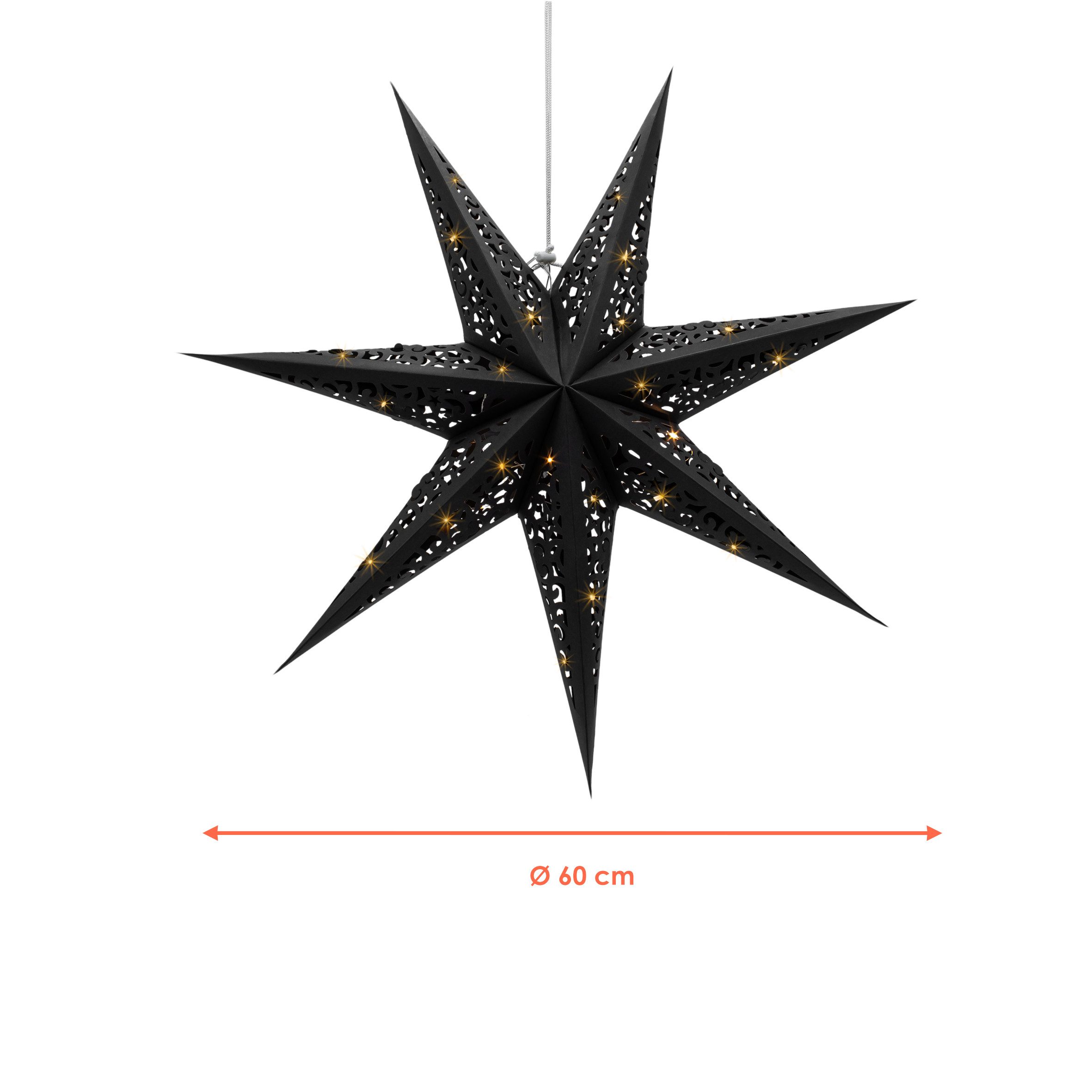 Spetebo LED Stern Deko Leuchte Weihnachtsstern aus Papier in schwarz, Hägen günstig online kaufen
