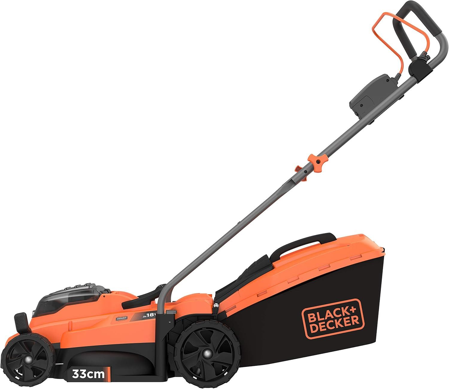 Black + Decker Akkurasenmäher Rasenmäher Akku Rasenmäher Elektro mit 2 Akkus + Ladegerät