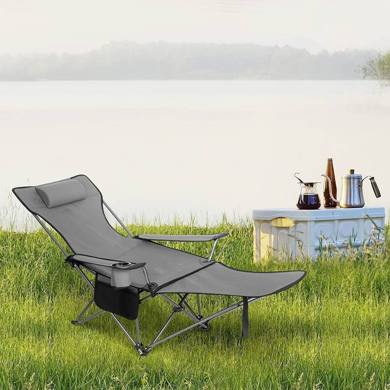 Woltu Campingstuhl (2 St), klappbar für Outdoor mit Armlehnen Getränkehalter