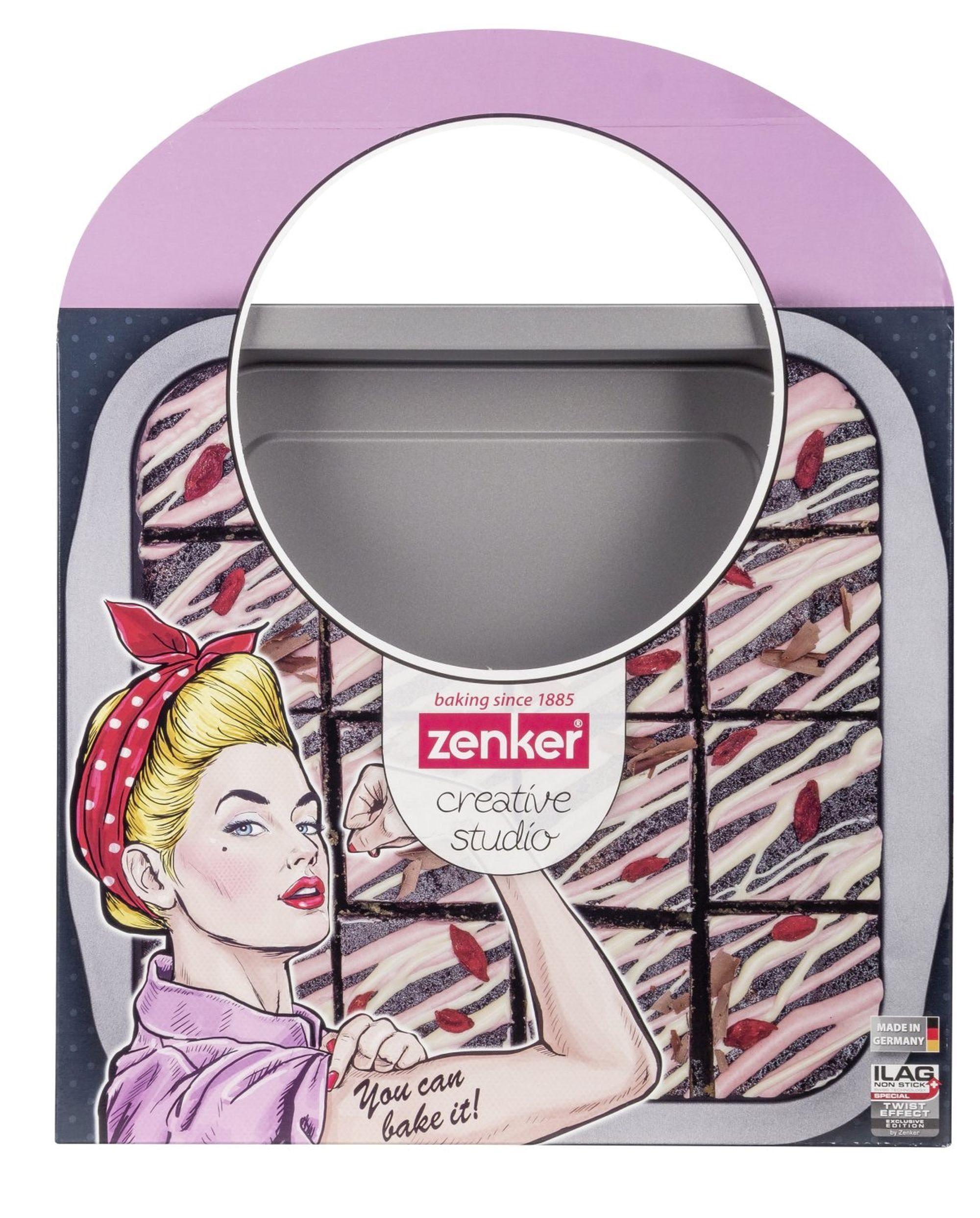 Zenker Backform Brownieform Brownie Backform Backblech 27x26cm Rosa Creative Studio