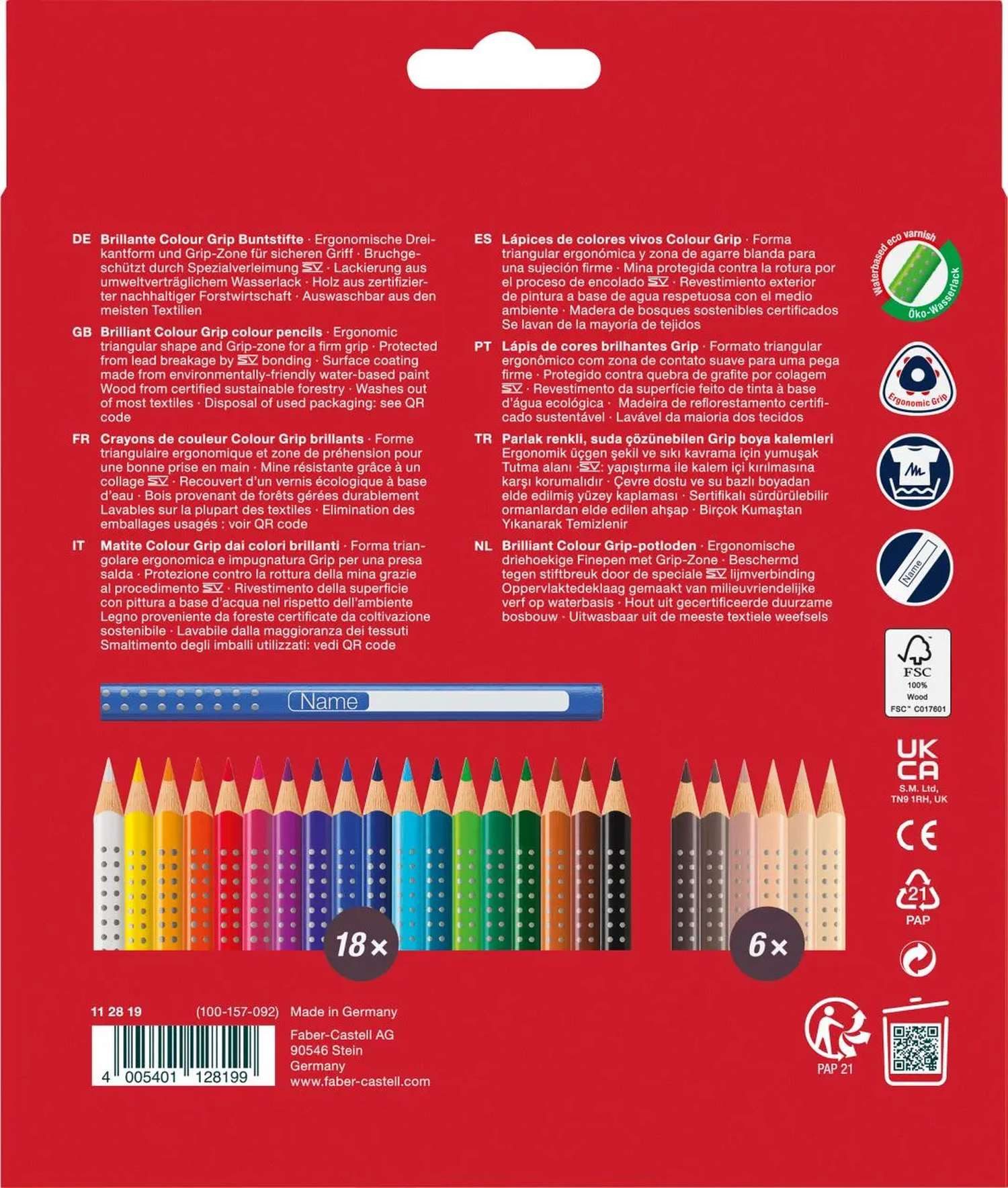 Faber-Castell Buntstift Buntstifte Grip Skin Tones 24er Set im Kartonetui